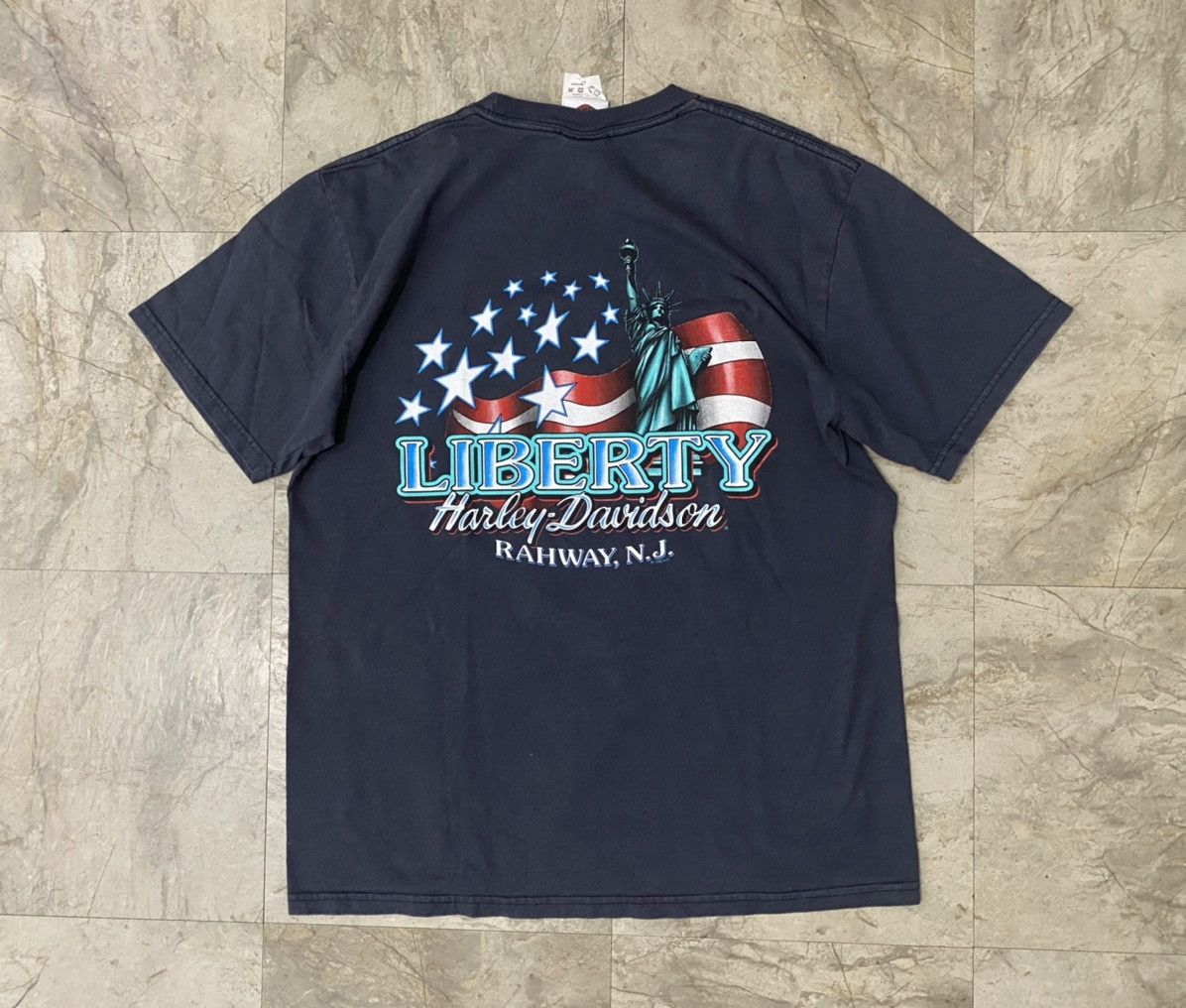 Harley Davidson Vintage 90s Statue of Liberty Harley Davidson T-Shirt Size US L / EU 52-54 / 3 - 1 Thumbnail
