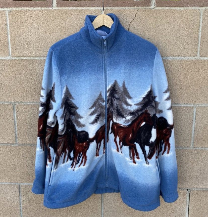 Vintage 1990s Blaire All Over Horse Print Button Down Sweatshirt / Animal Lover Pullover Sweatshirt newest / Horses & Equestrian / AOP