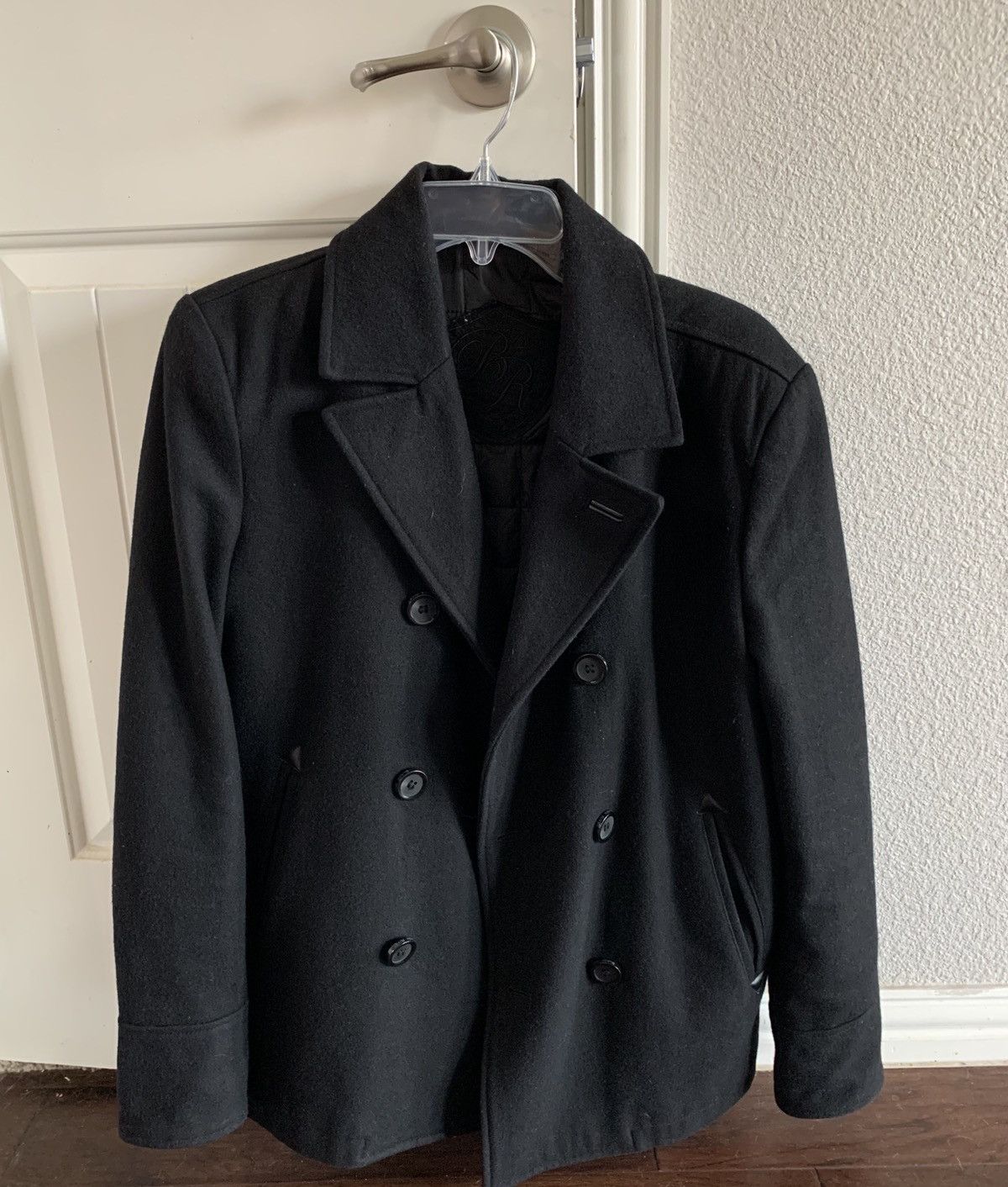 Black rivet peacoat mens hotsell