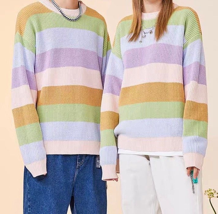 Hype New Rainbow Striped Knitwear Jumper Sweatshirt Unisex Grailed