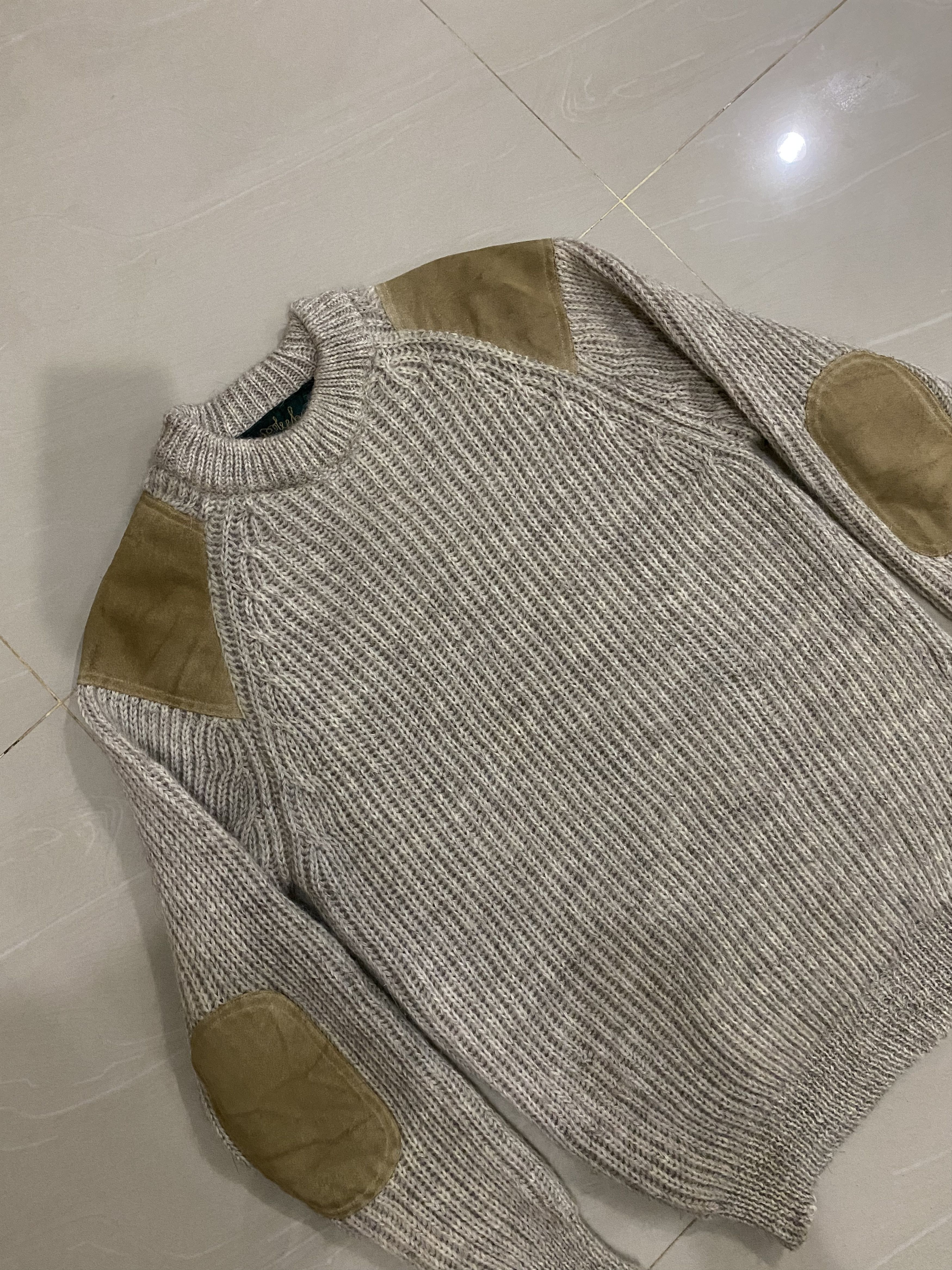 Vintage Woolyback Quality British Knitwear Leather Sweater Size US M / EU 48-50 / 2 - 2 Thumbnail