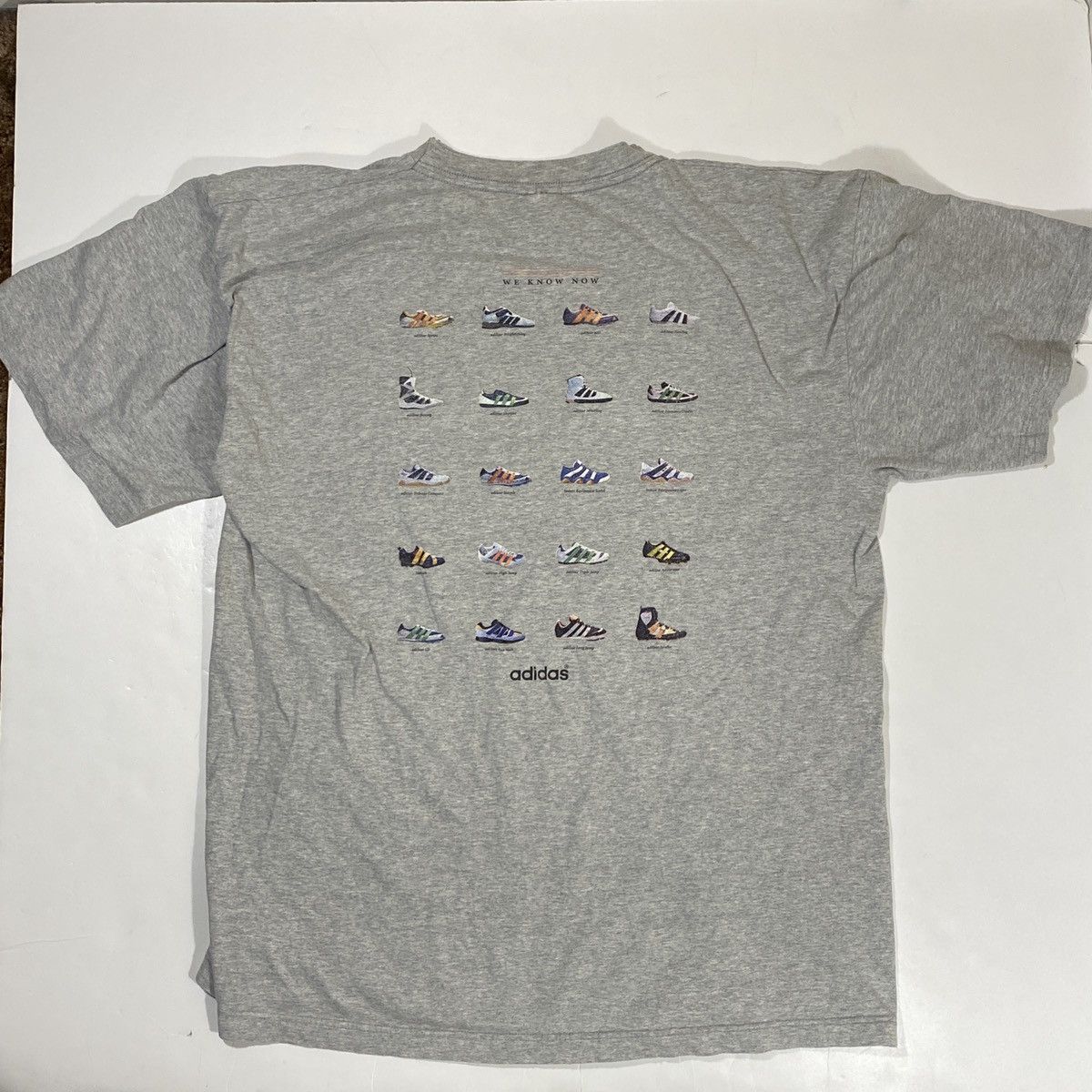 Adidas × Vintage Vintage Adidas Shoe History Tee Size US XL / EU 56 / 4 - 6 Thumbnail