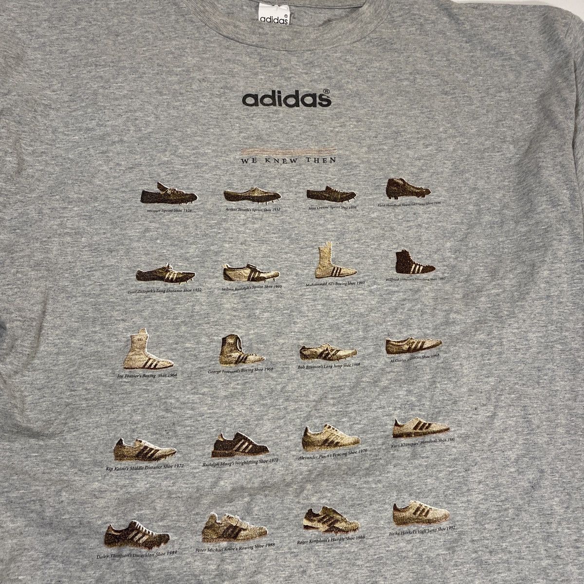 Adidas × Vintage Vintage Adidas Shoe History Tee Size US XL / EU 56 / 4 - 1 Thumbnail