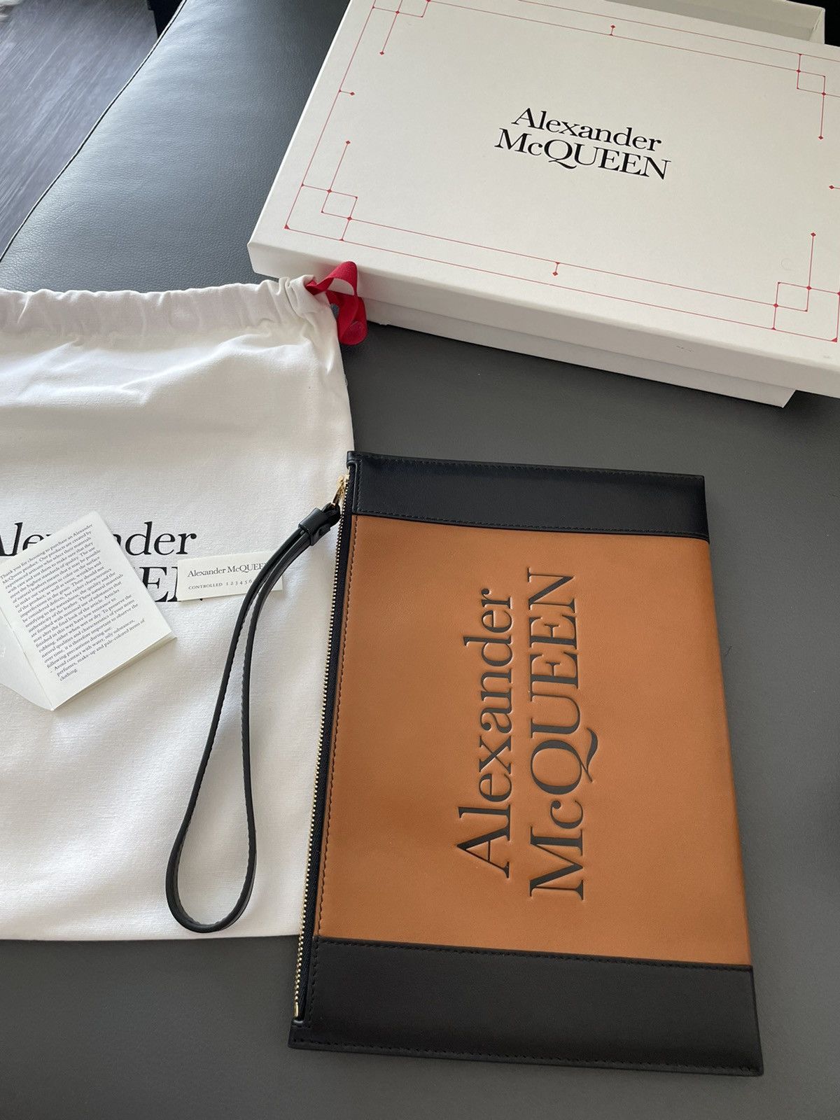 Alexander McQueen × MCQ Brand NEW Signature Runway Leather Clutch Pouch Limited Size ONE SIZE - 3 Thumbnail