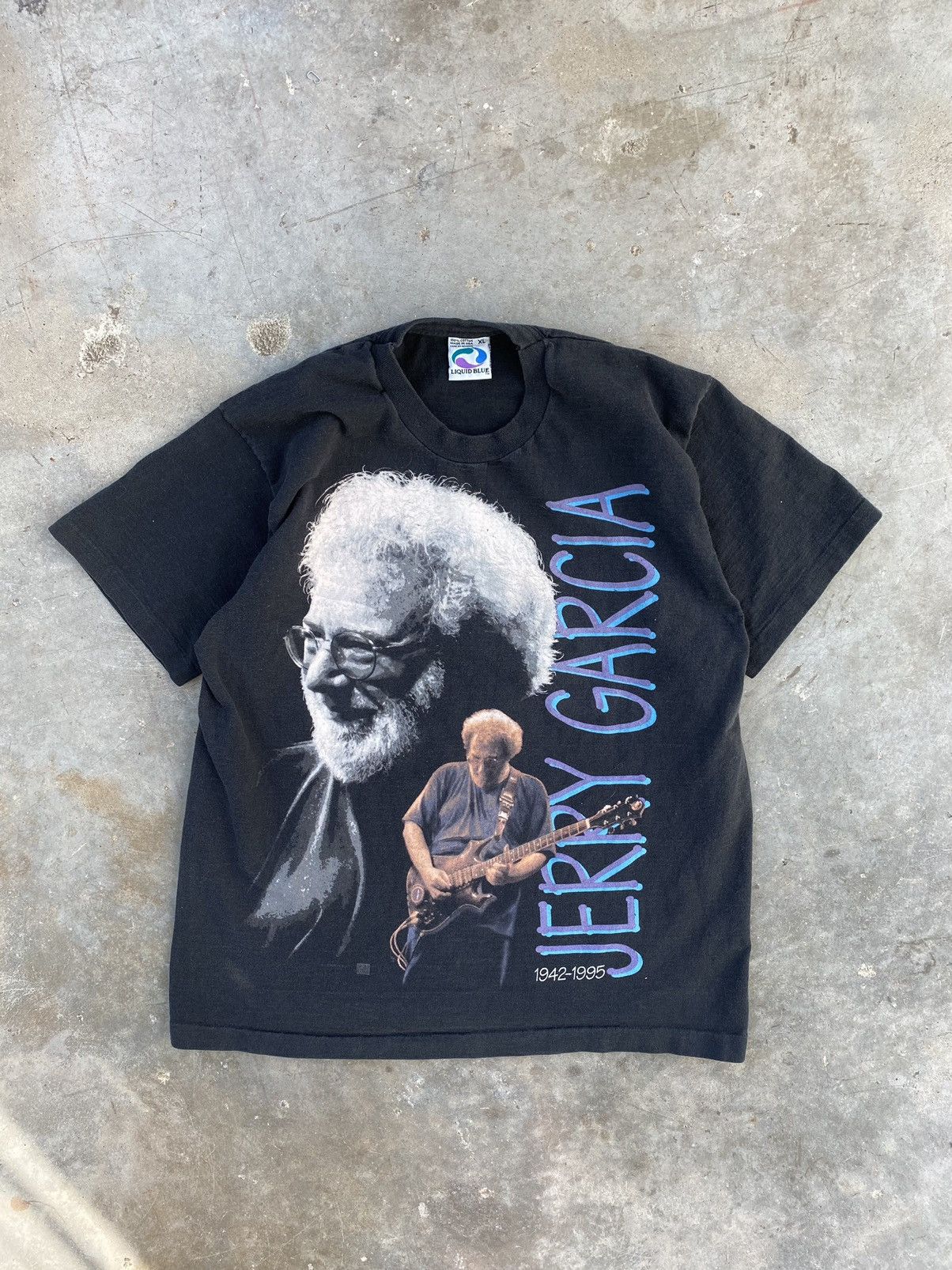 Grateful Dead Vintage Jerry Garcia Portrait Tee Black Liquid Blue XL Size US XL / EU 56 / 4 - 1 Thumbnail
