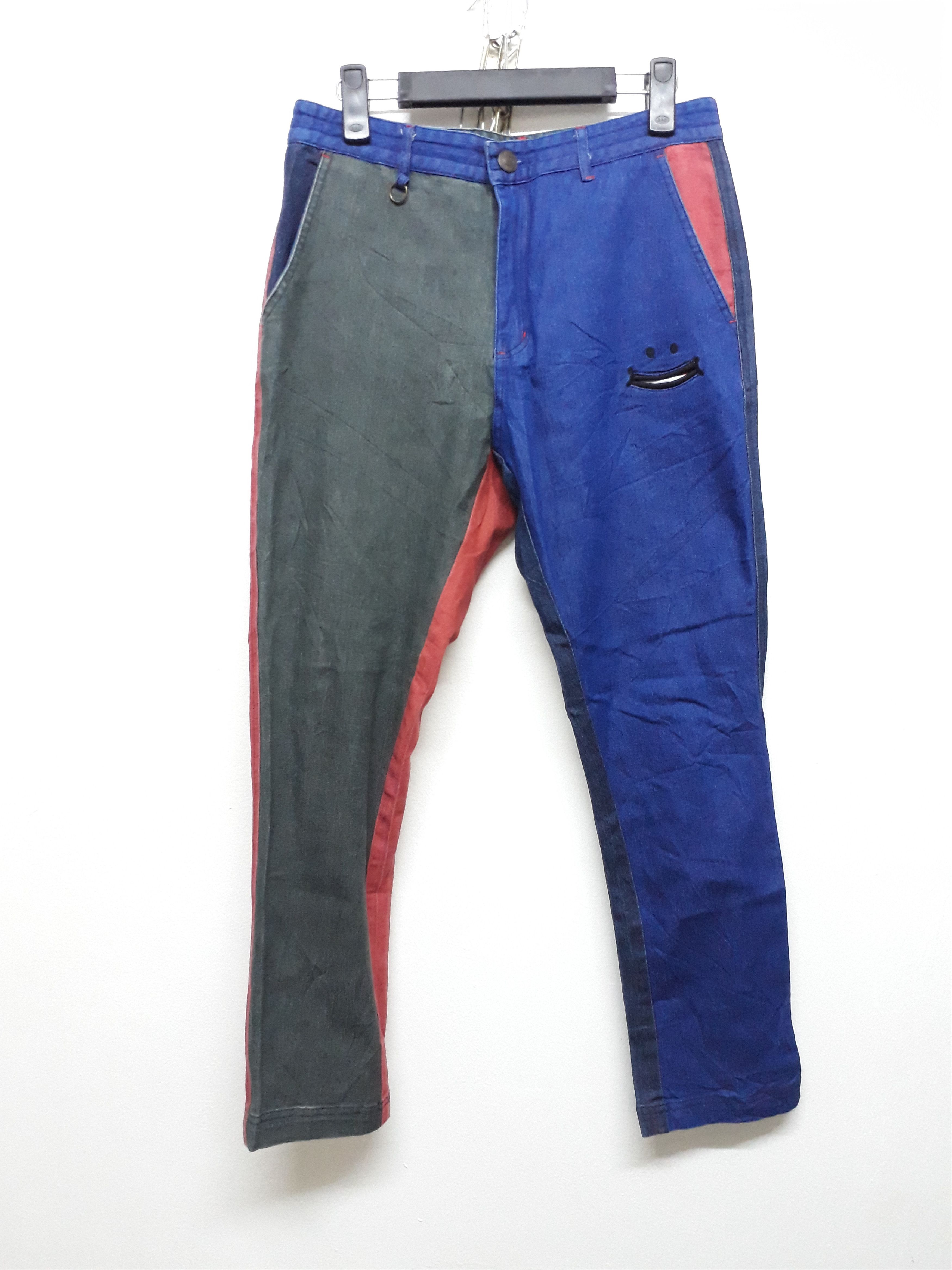 PPFM 💥UP SMILE Japanese Brand Multicolour Patchwork Denim Pant Size US 30 / EU 46 - 1 Thumbnail