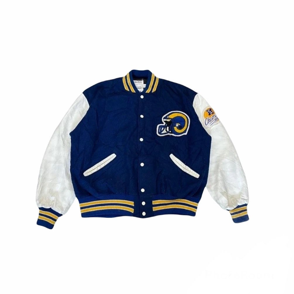 Vintage 90s LOS ANGELES RAMS NFL Back Patch Delong Varsity Jacket M