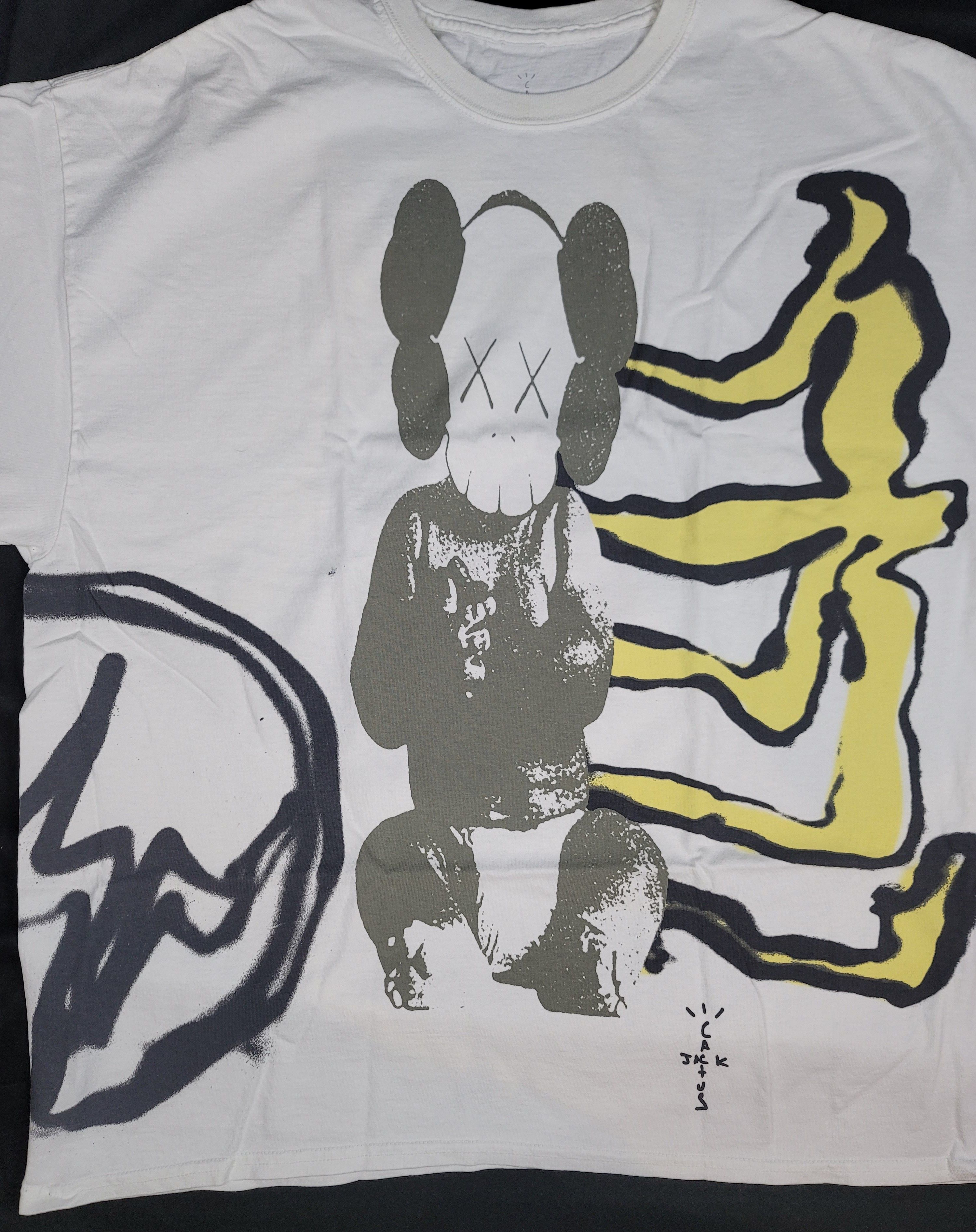 Fragment Design × Kaws × Travis Scott Cactus Jack x Kaws For Fragment Tee Extra Large Aged Yellow Size US XL / EU 56 / 4 - 3 Thumbnail