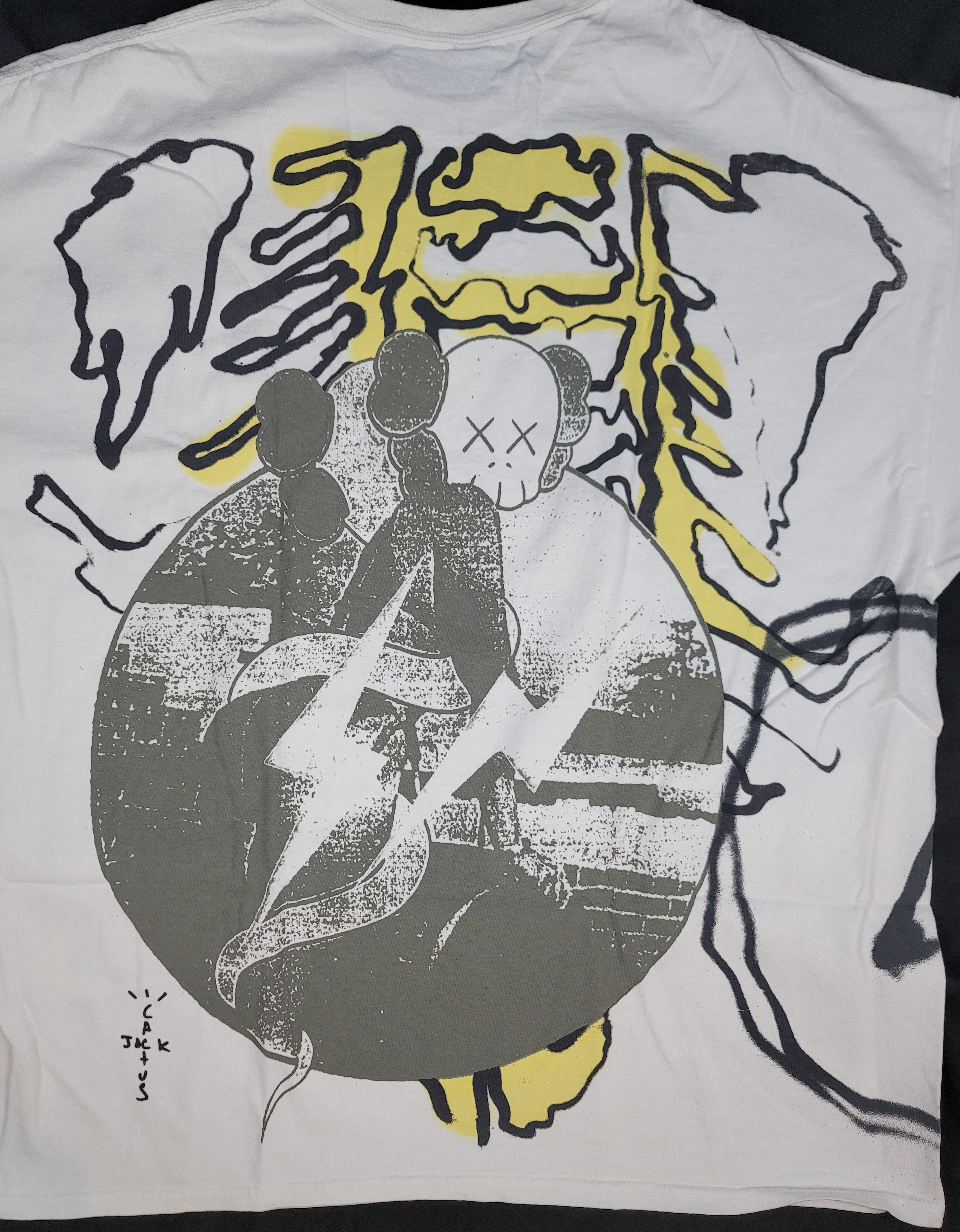 Fragment Design × Kaws × Travis Scott Cactus Jack x Kaws For Fragment Tee Extra Large Aged Yellow Size US XL / EU 56 / 4 - 4 Thumbnail