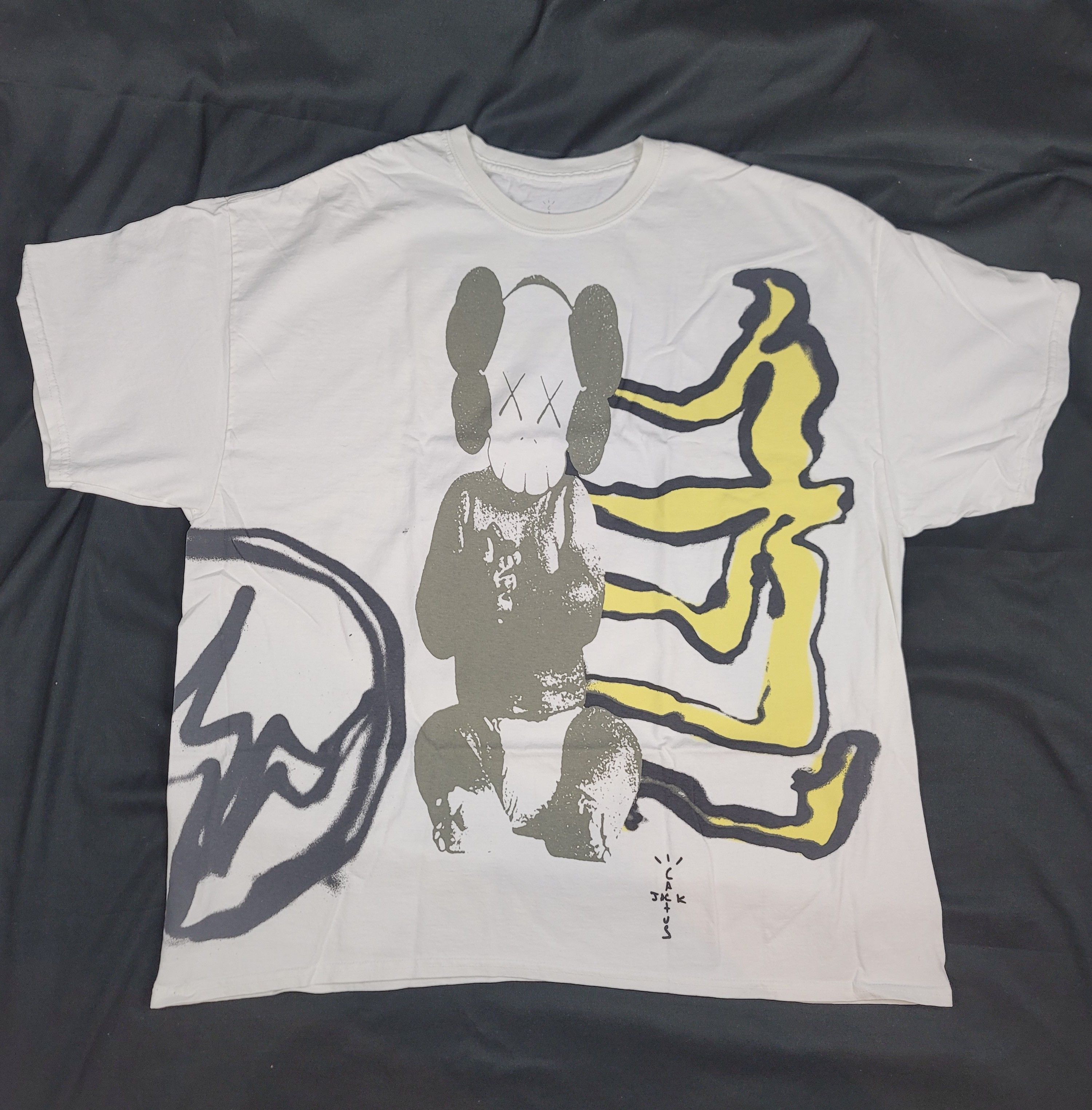 Fragment Design × Kaws × Travis Scott Cactus Jack x Kaws For Fragment Tee Extra Large Aged Yellow Size US XL / EU 56 / 4 - 1 Thumbnail