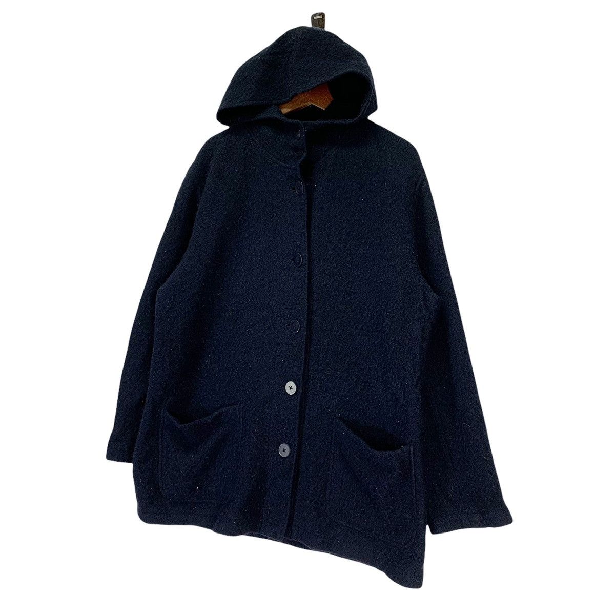 DKNY × Designer Vintage Donna Karan New York DKNY Wool Jacket Hoodie Size US L / EU 52-54 / 3 - 2 Thumbnail