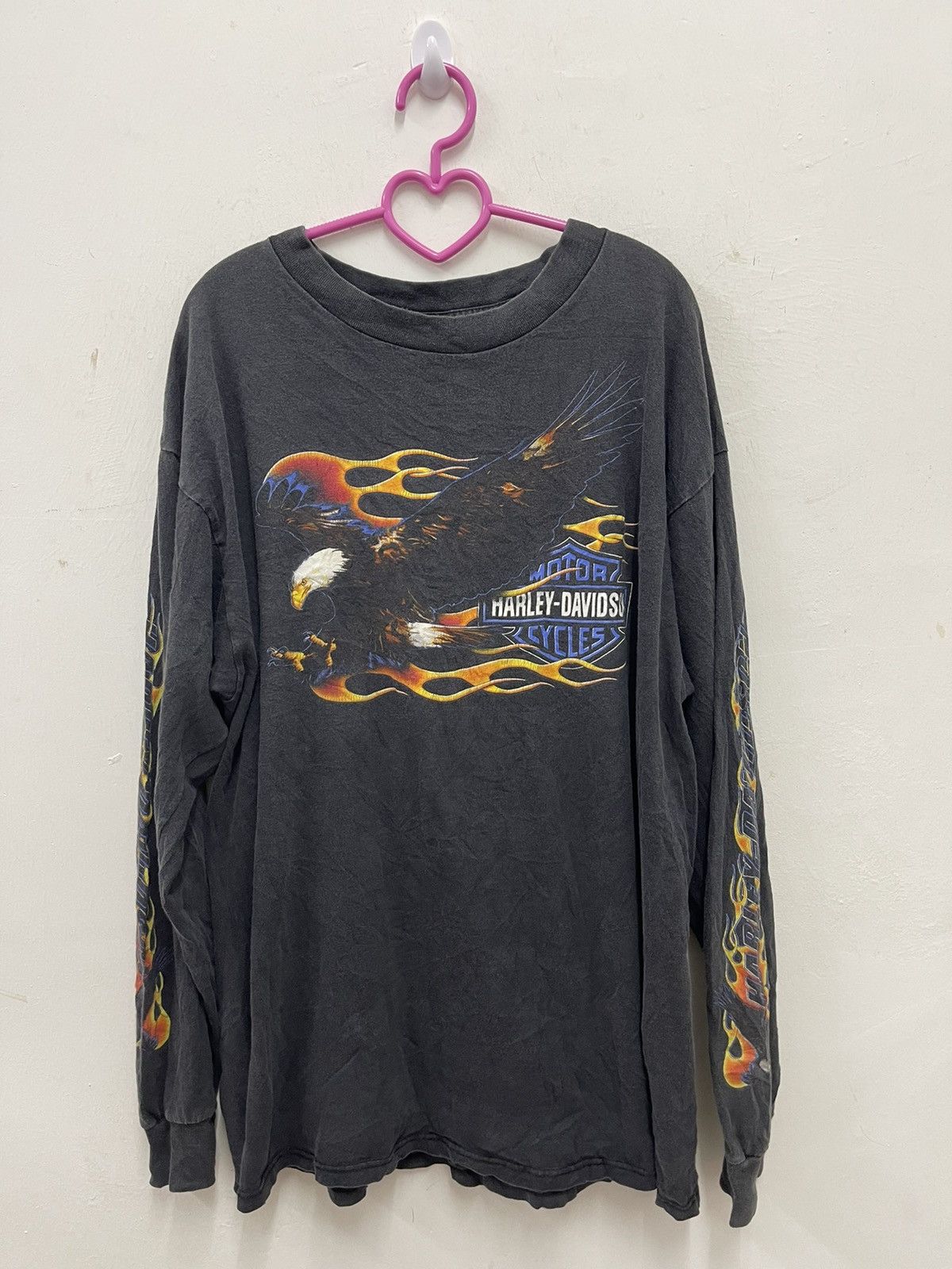 image of Vintage Harley Davidson Flame All Over Bike Week 2000 Shirt in Black, Men's (Size XL)