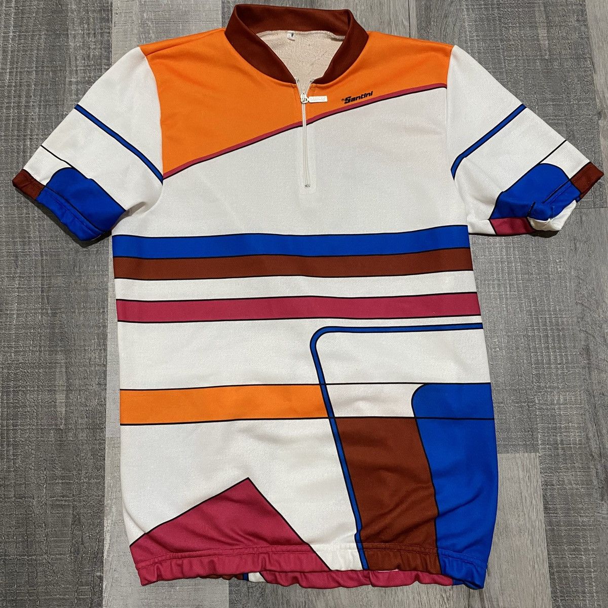 Maillot Cycliste Vintage Santini - Années 80 - Taille XL - Multicolore