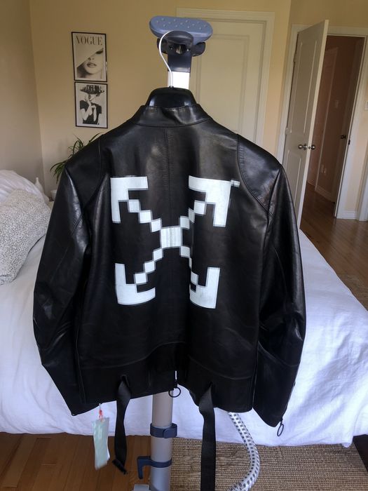 Off White leather jacket with logo