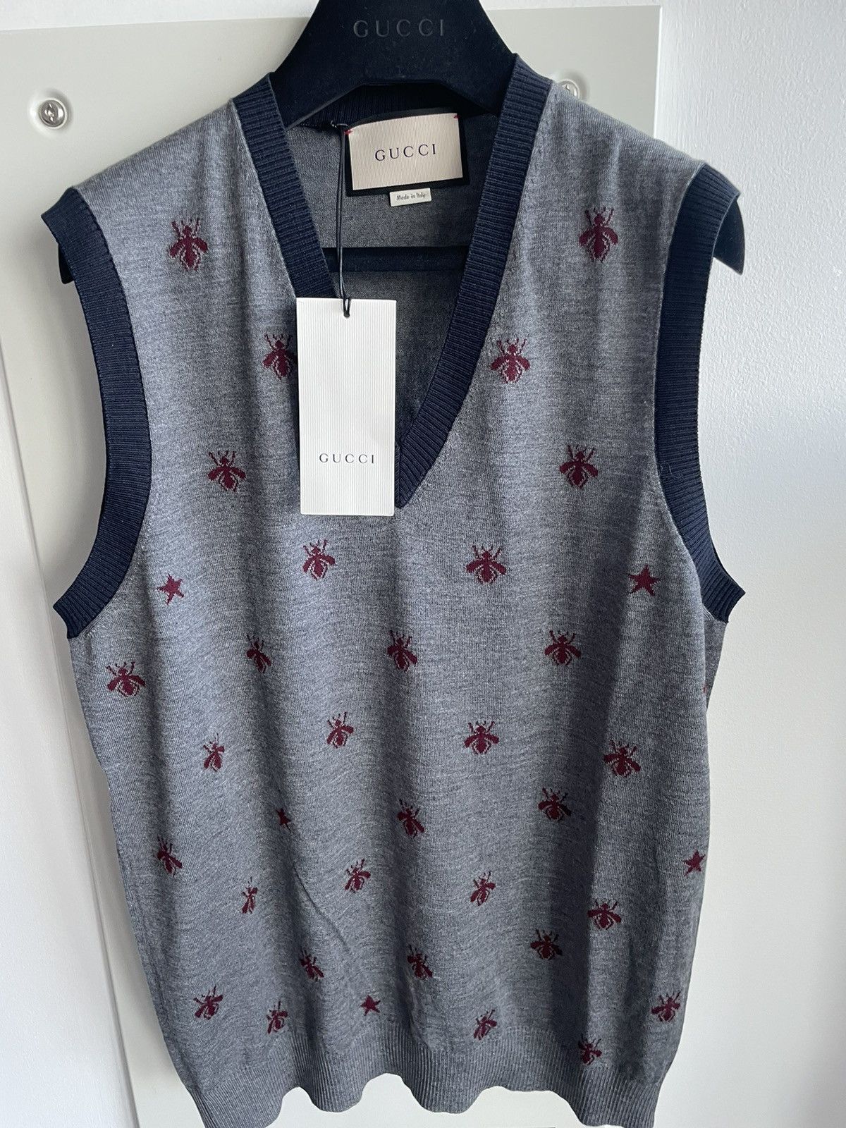 Gucci $2k Value Super Runway Bee V-neck Fine Wool Knit Sweater Size US M / EU 48-50 / 2 - 21 Thumbnail