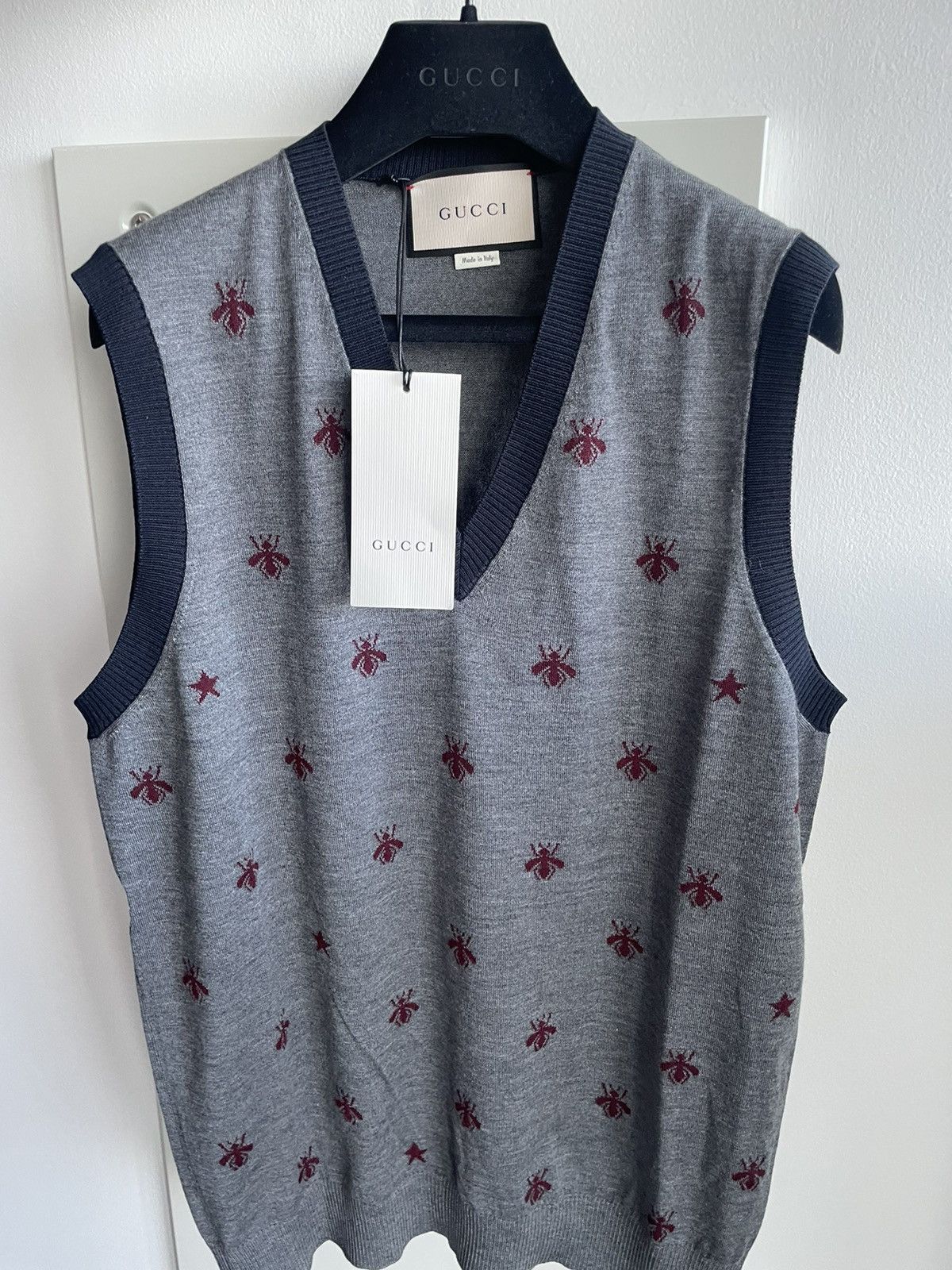 Gucci $2k Value Super Runway Bee V-neck Fine Wool Knit Sweater Size US M / EU 48-50 / 2 - 19 Thumbnail