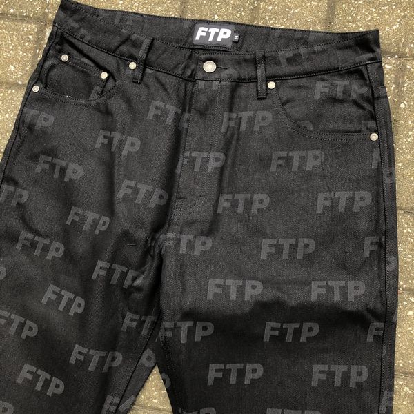 Fuck The Population FTP all over print denim jeans black 34 | Grailed