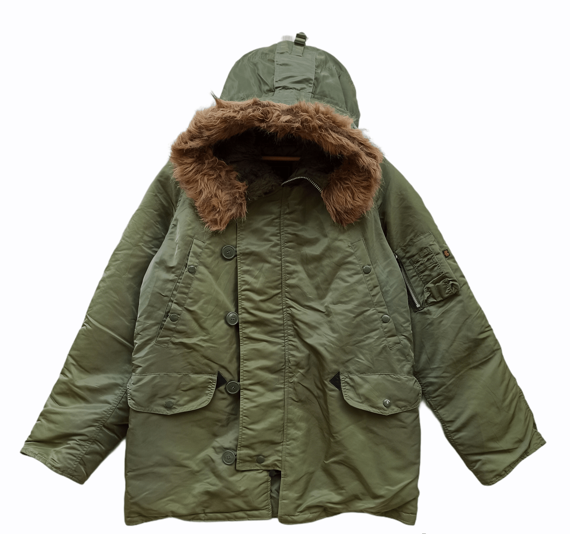 Alpha Industries × Vintage N - 3B Alfa Industries Parka With Fur Collar Size US M / EU 48-50 / 2 - 2 Thumbnail