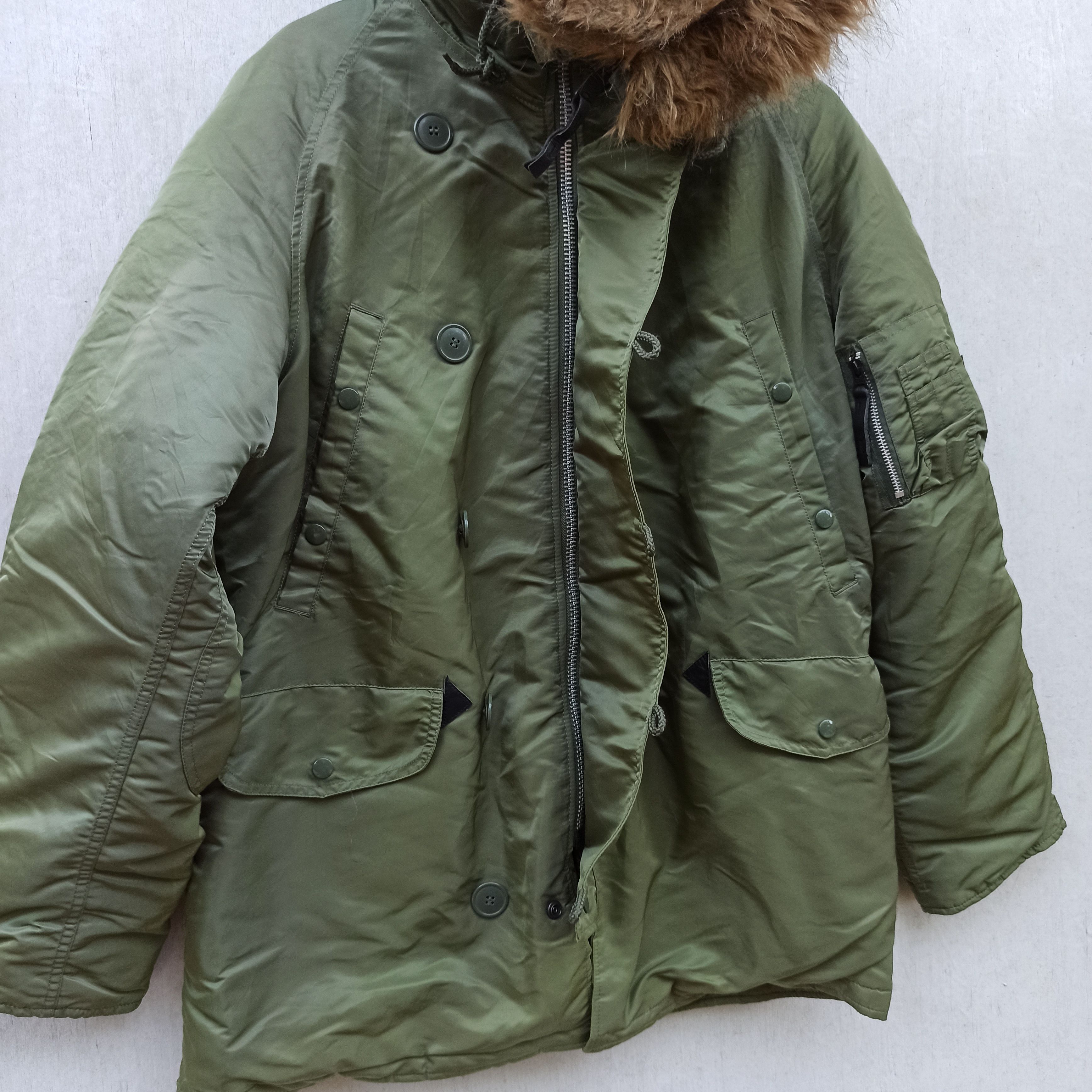 Alpha Industries × Vintage N - 3B Alfa Industries Parka With Fur Collar Size US M / EU 48-50 / 2 - 8 Thumbnail