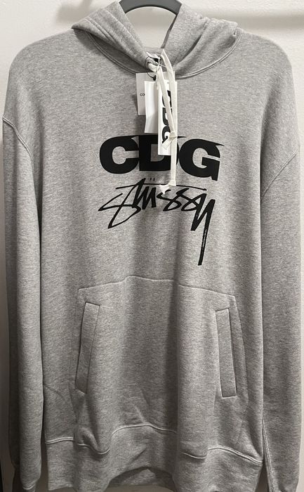 CDG X STUSSY HOODIE Grey 2021 Brand New Authentic Size Small