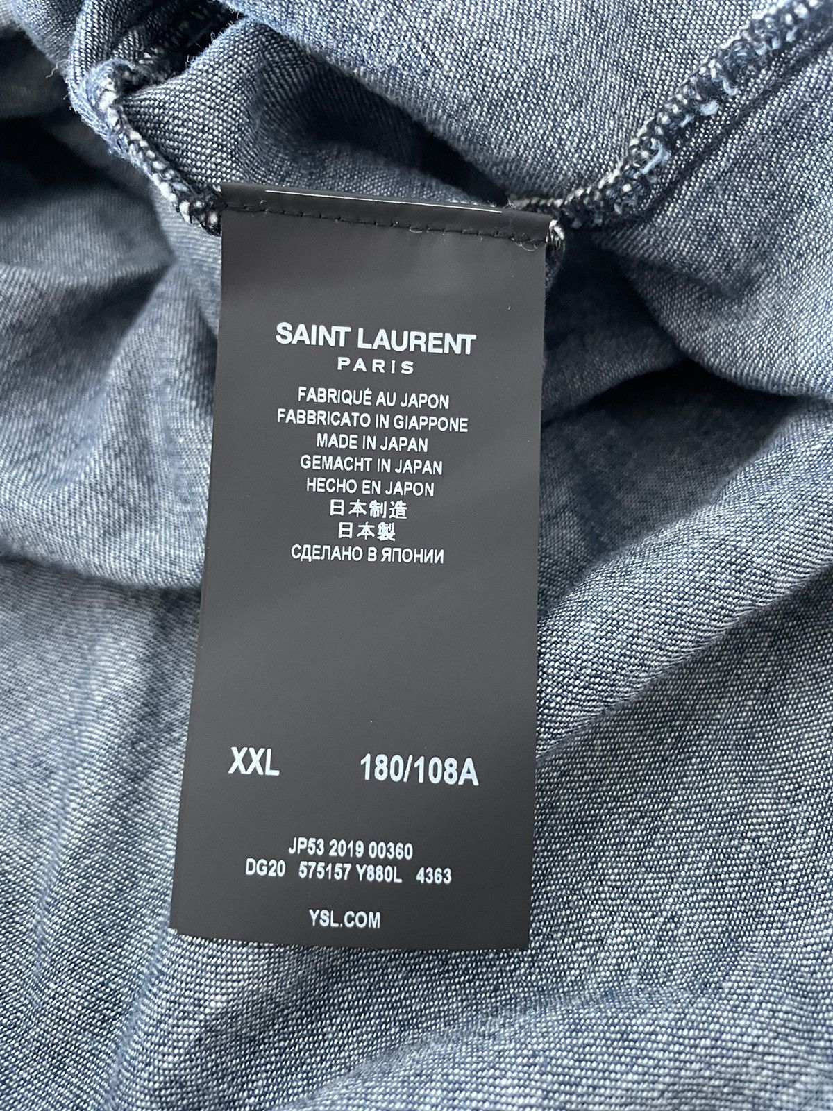 Saint Laurent Paris × Yves Saint Laurent $1K Brand NEW Runway Limited Edition Distressed Denim Shirt Size US L / EU 52-54 / 3 - 5 Thumbnail