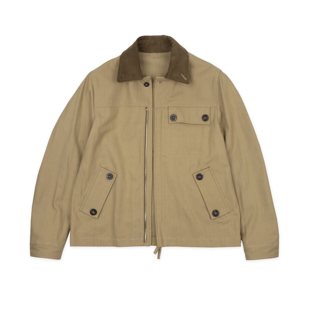 Drakes Drake's Beige Herringbone Cotton Linen Riding Jacket | Grailed