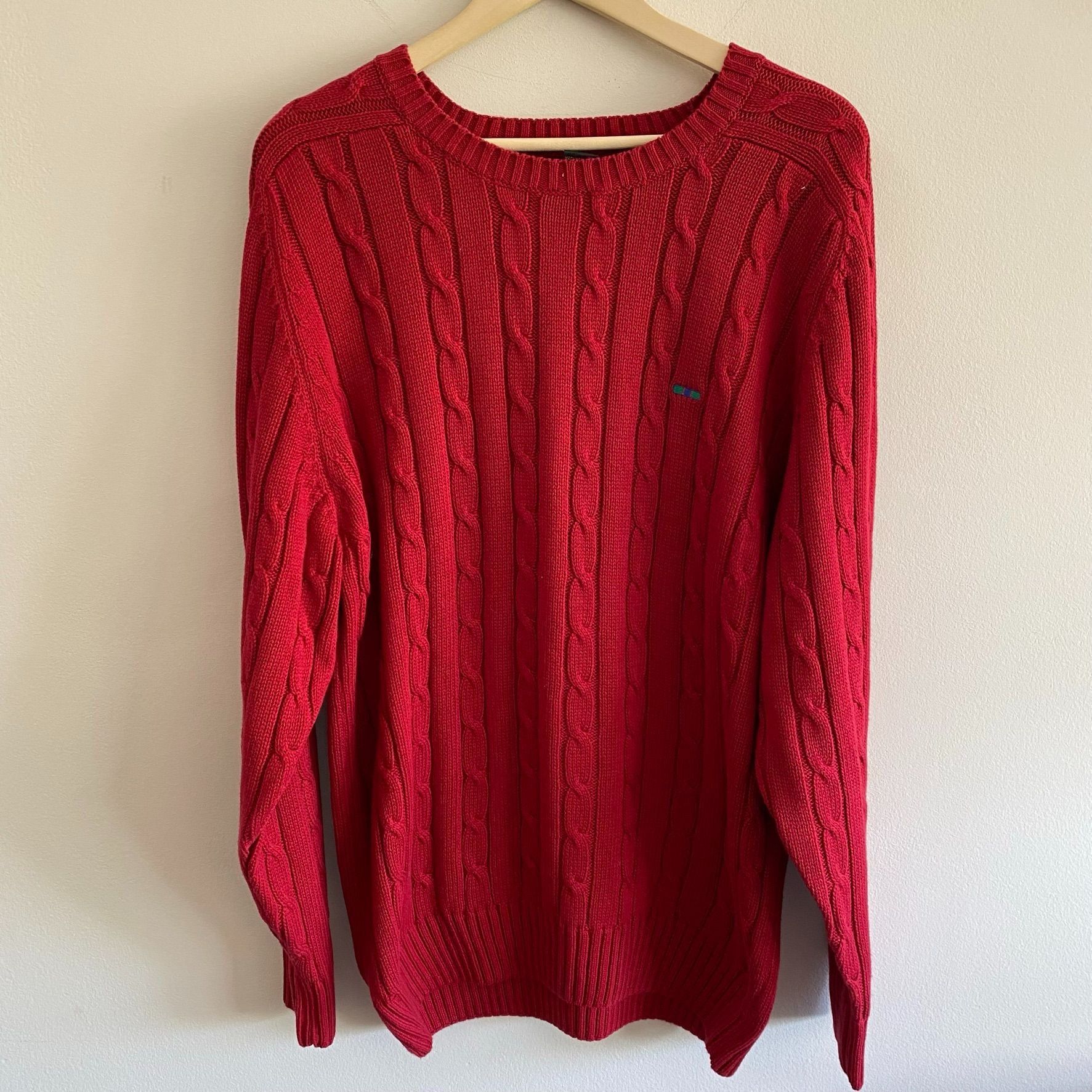 Alexander Julian Red Cable Knit Crewneck Sweater Size US L / EU 52-54 / 3 - 1 Thumbnail