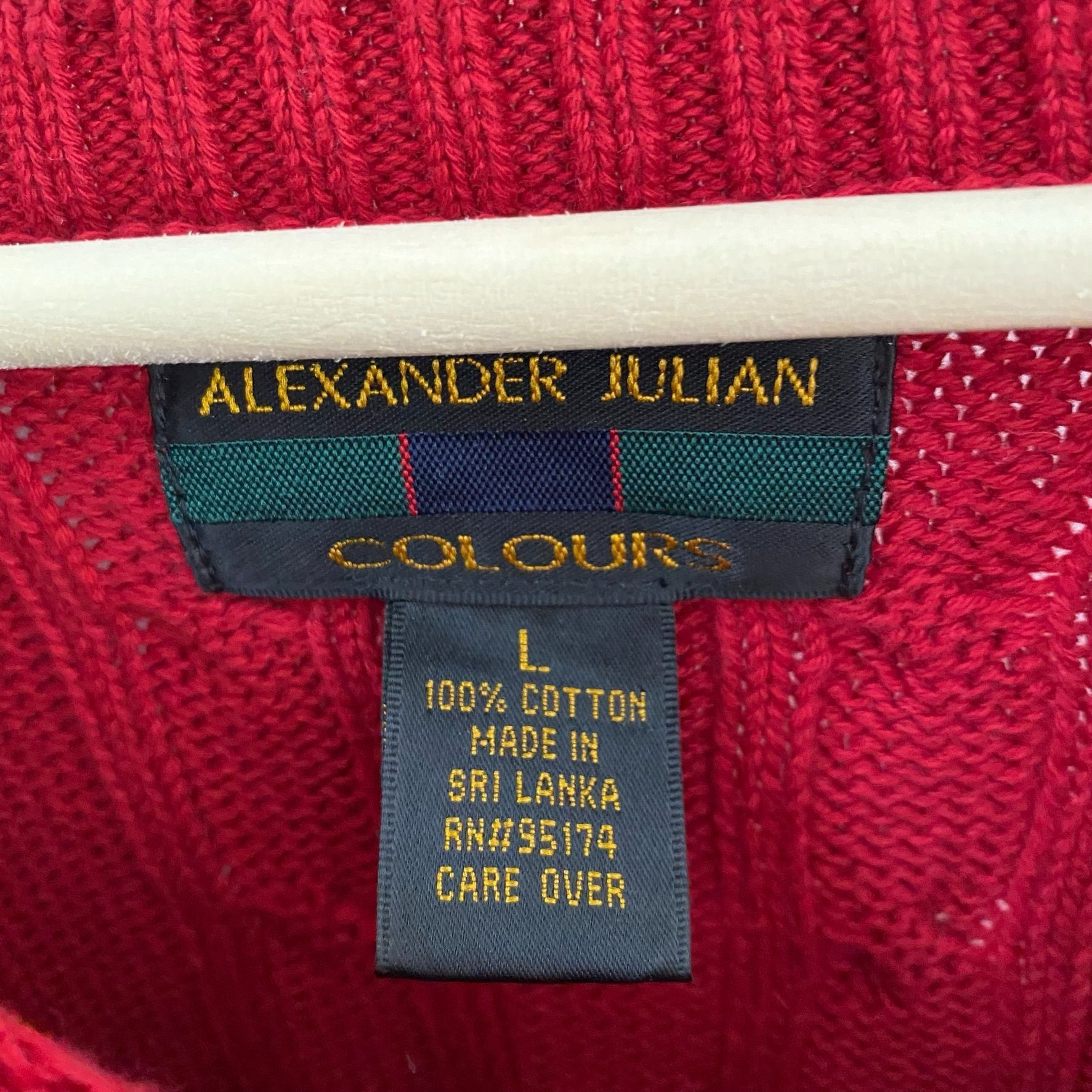 Alexander Julian Red Cable Knit Crewneck Sweater Size US L / EU 52-54 / 3 - 3 Thumbnail