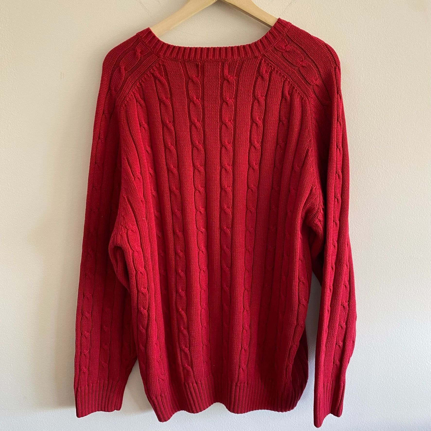 Alexander Julian Red Cable Knit Crewneck Sweater Size US L / EU 52-54 / 3 - 4 Thumbnail