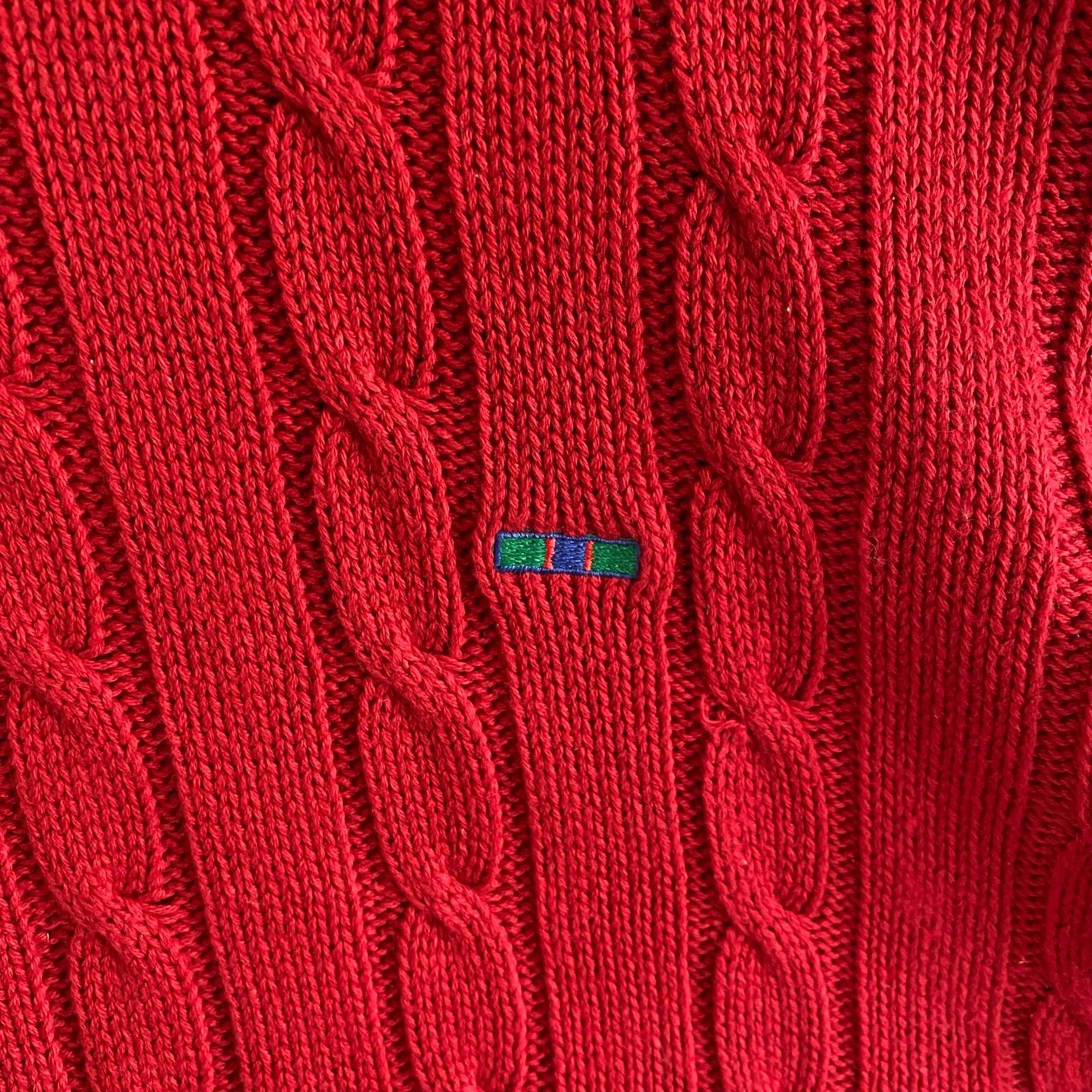 Alexander Julian Red Cable Knit Crewneck Sweater Size US L / EU 52-54 / 3 - 2 Thumbnail