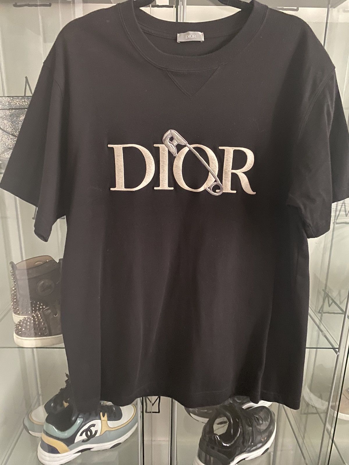 DIOR MEN 2020 x Judy Blame Safety Pin Logo T-Shirt - Black T-Shirts,  Clothing - DIORM22733