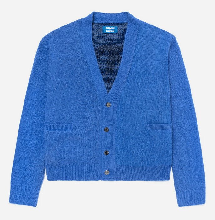 Absent Absent x Fugazi Monogram Knit Cardigan Blue In Hand Large | Grailed