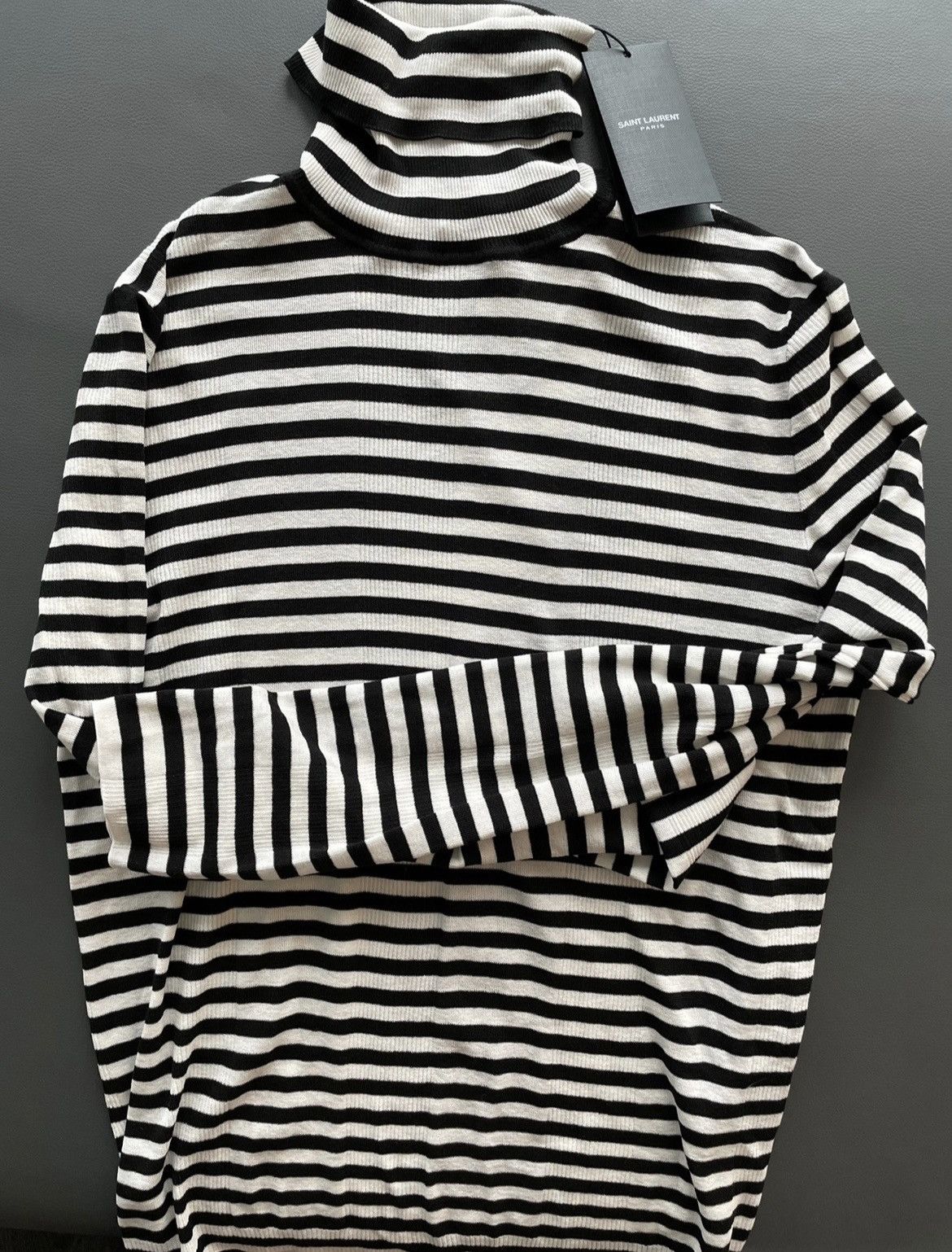 Saint Laurent Paris × Yves Saint Laurent $1,350 Value Classic Runway Turtleneck Light Sweater 100%NEW Size US L / EU 52-54 / 3 - 10 Thumbnail