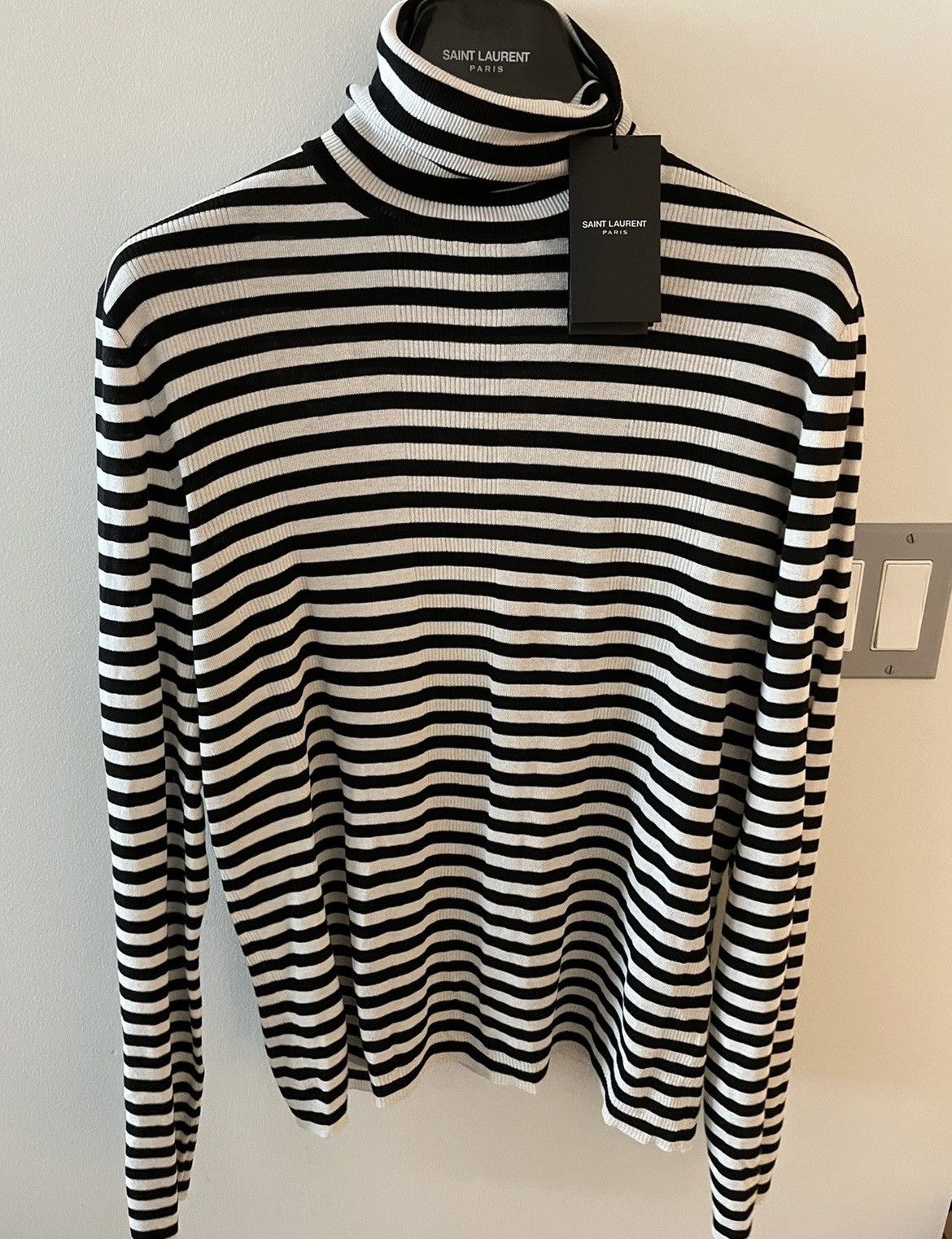 Saint Laurent Paris × Yves Saint Laurent $1,350 Value Classic Runway Turtleneck Light Sweater 100%NEW Size US L / EU 52-54 / 3 - 16 Thumbnail