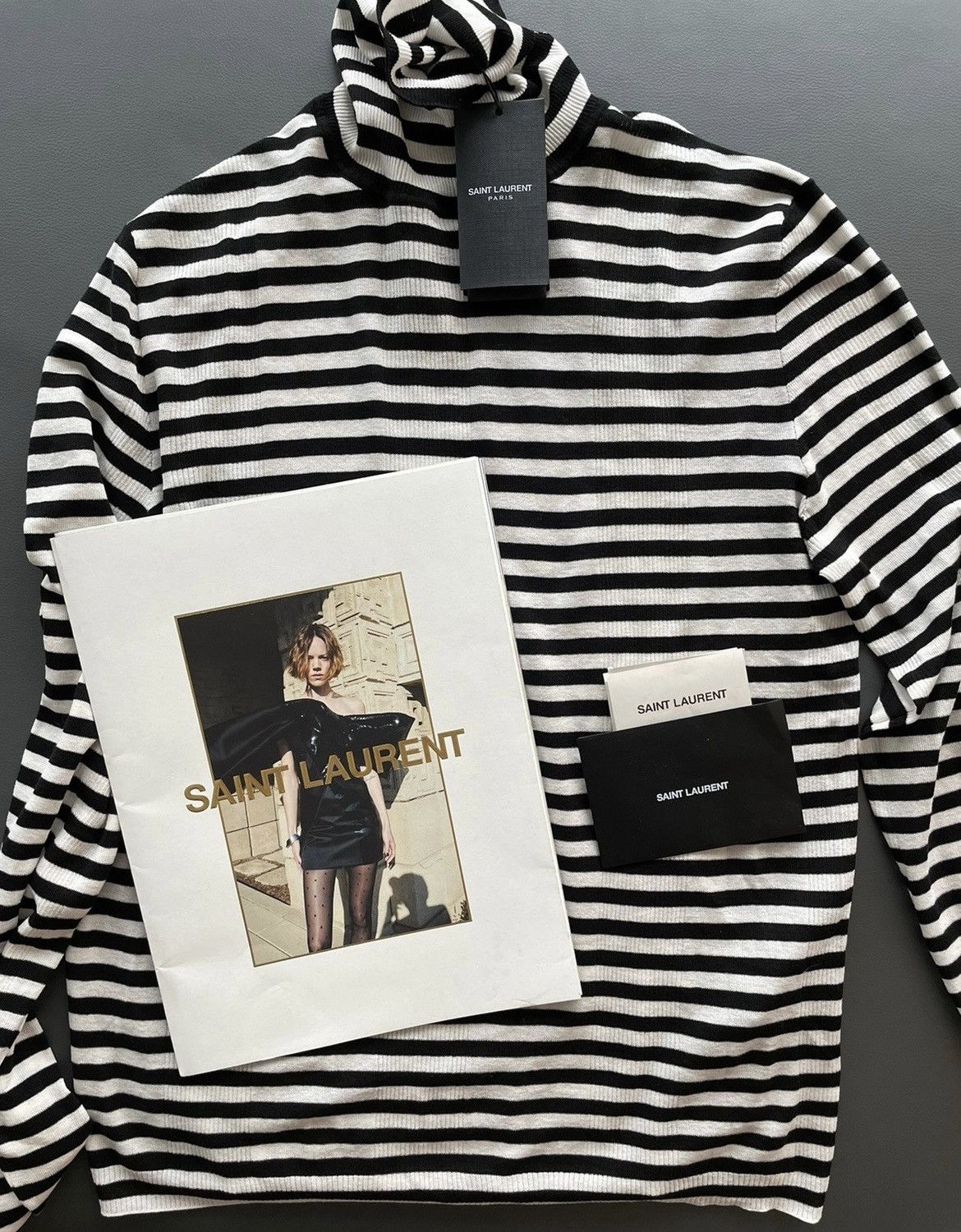 Saint Laurent Paris × Yves Saint Laurent $1,350 Value Classic Runway Turtleneck Light Sweater 100%NEW Size US L / EU 52-54 / 3 - 1 Thumbnail