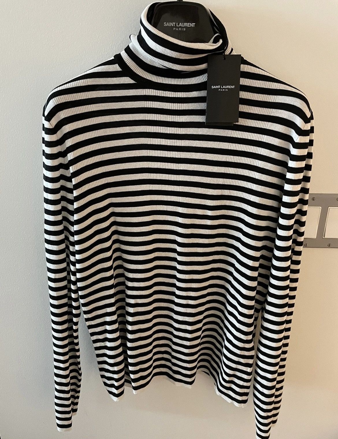 Saint Laurent Paris × Yves Saint Laurent $1,350 Value Classic Runway Turtleneck Light Sweater 100%NEW Size US L / EU 52-54 / 3 - 15 Thumbnail