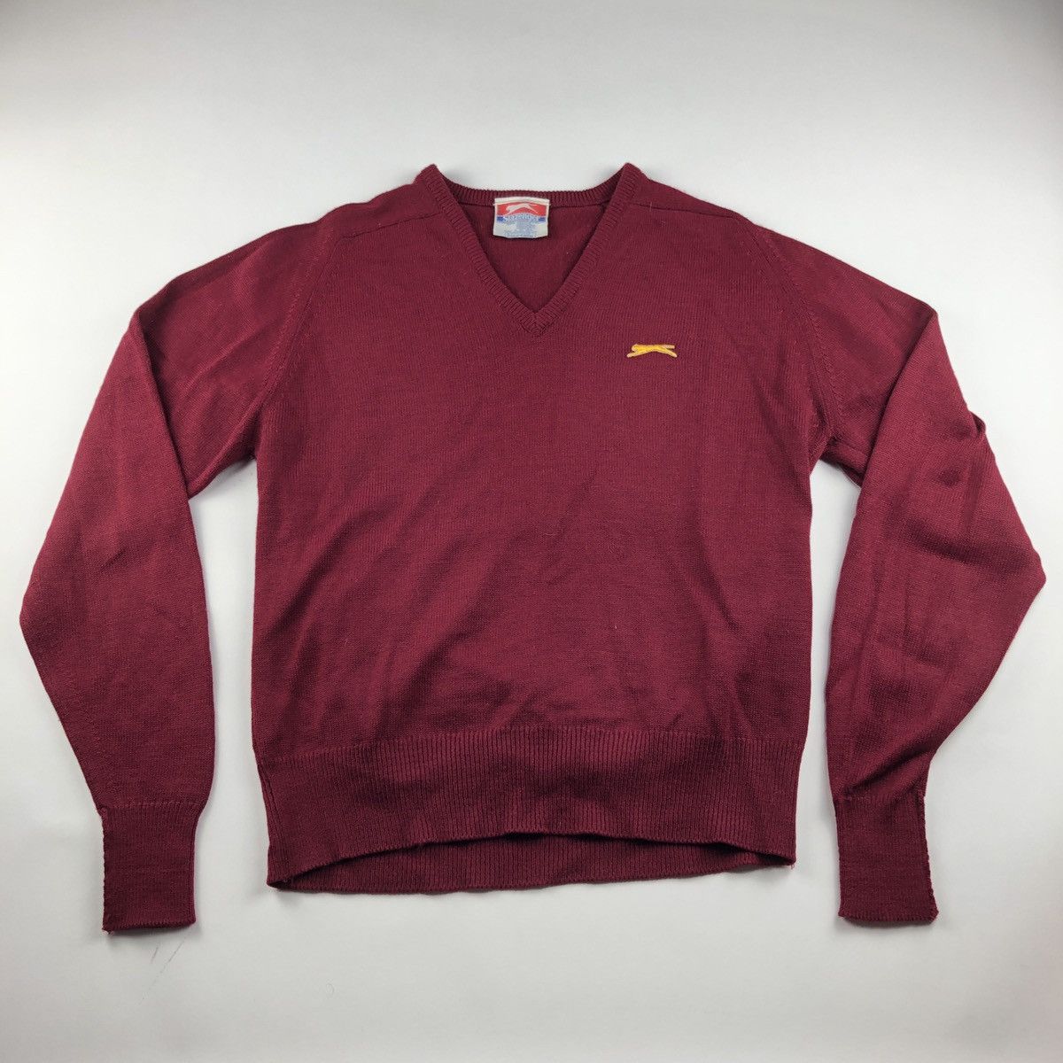 Vintage Vintage 80’s Slazenger Tennis Logo Burgundy V-Neck Sweater ...