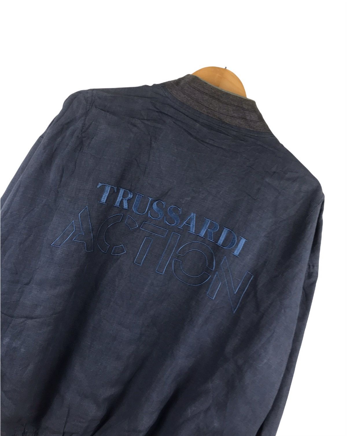 Trussardi × Vintage Vintage Trussardi Bomber Jacket Back Hit Logo Size US XL / EU 56 / 4 - 4 Thumbnail