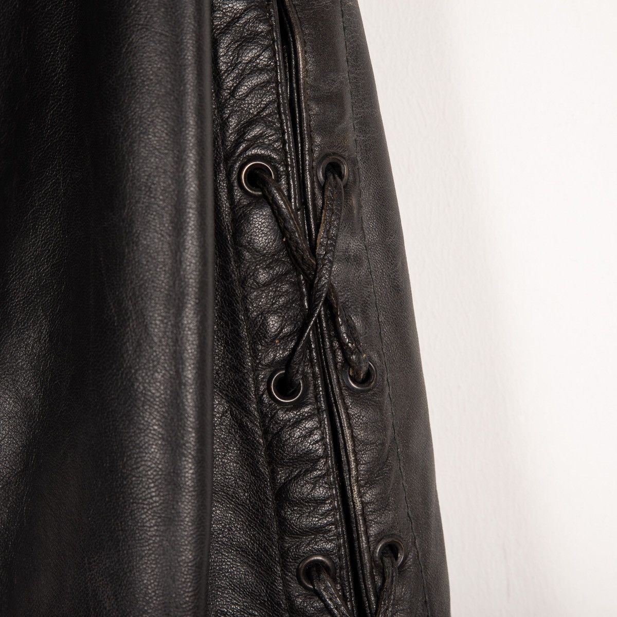 Leather Vintage Black Genuine Leather Lace Up Motorcycle Pants Size US 33 - 8 Thumbnail