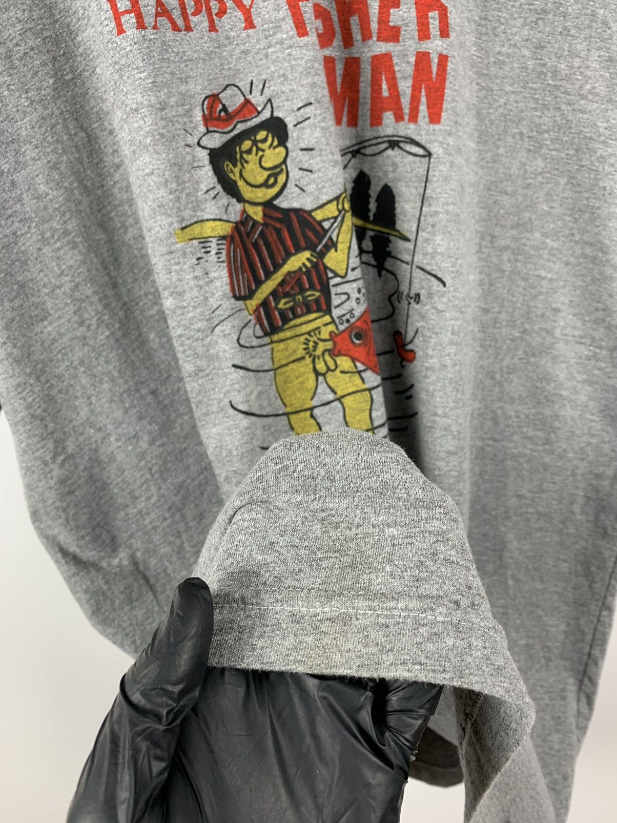 Vintage 90s Vintage The Happy Fisherman Blowjob Crazy T-Shirt Size US XXL / EU 58 / 5 - 7 Thumbnail
