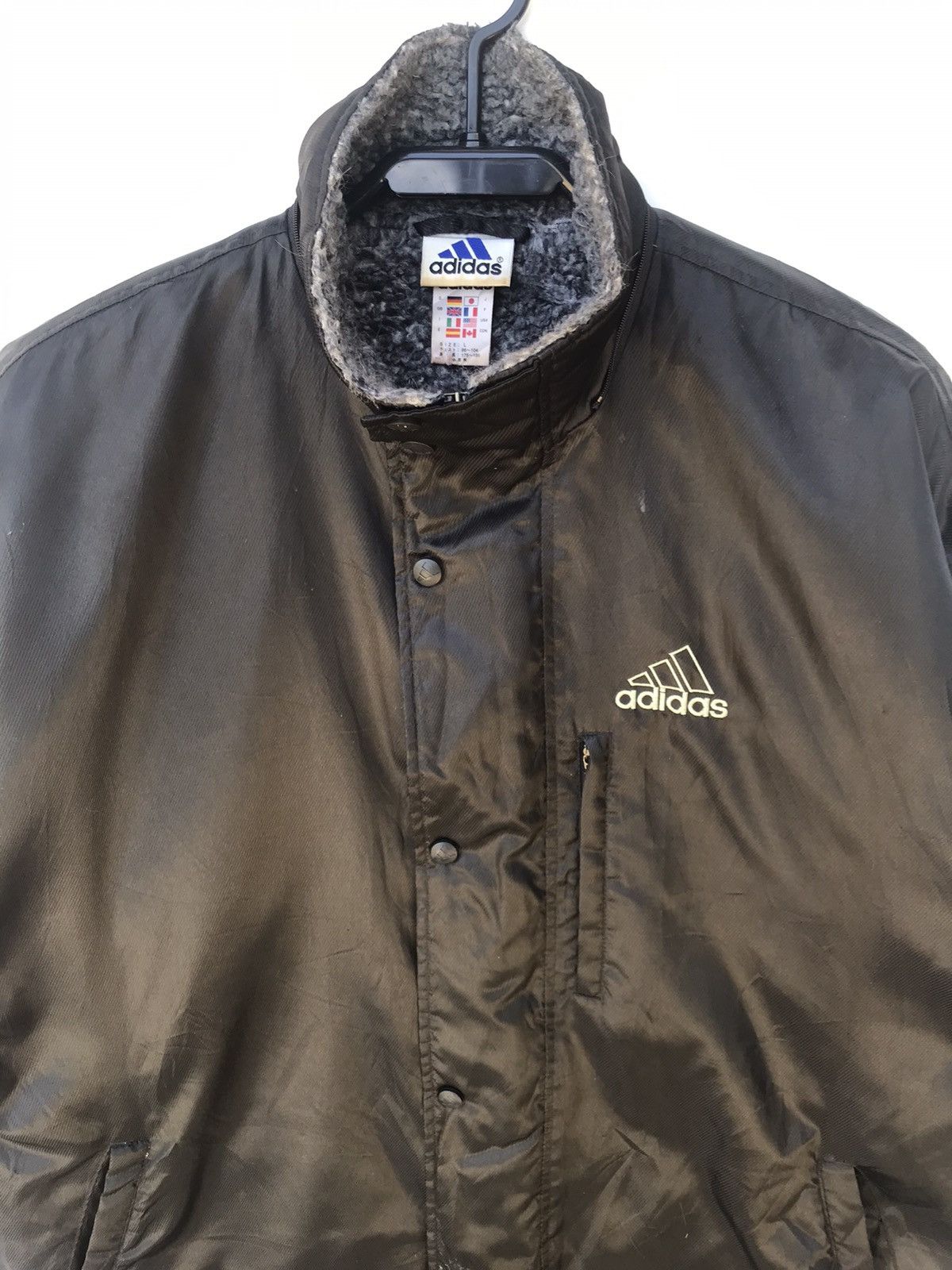 Vintage Vintage 90s Adidas Sherpa Lined Long Jacket Size US L / EU 52-54 / 3 - 3 Thumbnail