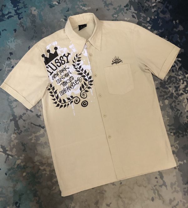 Vintage Stussy Short Sleeve Button Up Hawaiian Shirt Size S main image 1