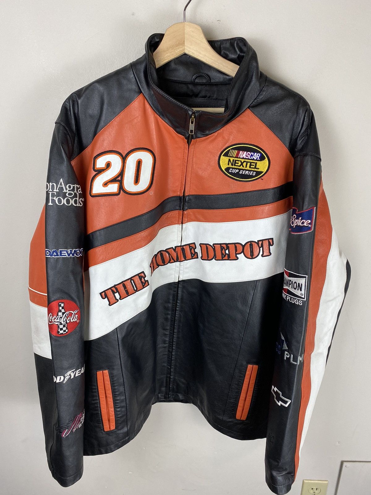 Vintage Vintage NASCAR Tony Stewart Home Depot Leather Pit Jacket | Grailed