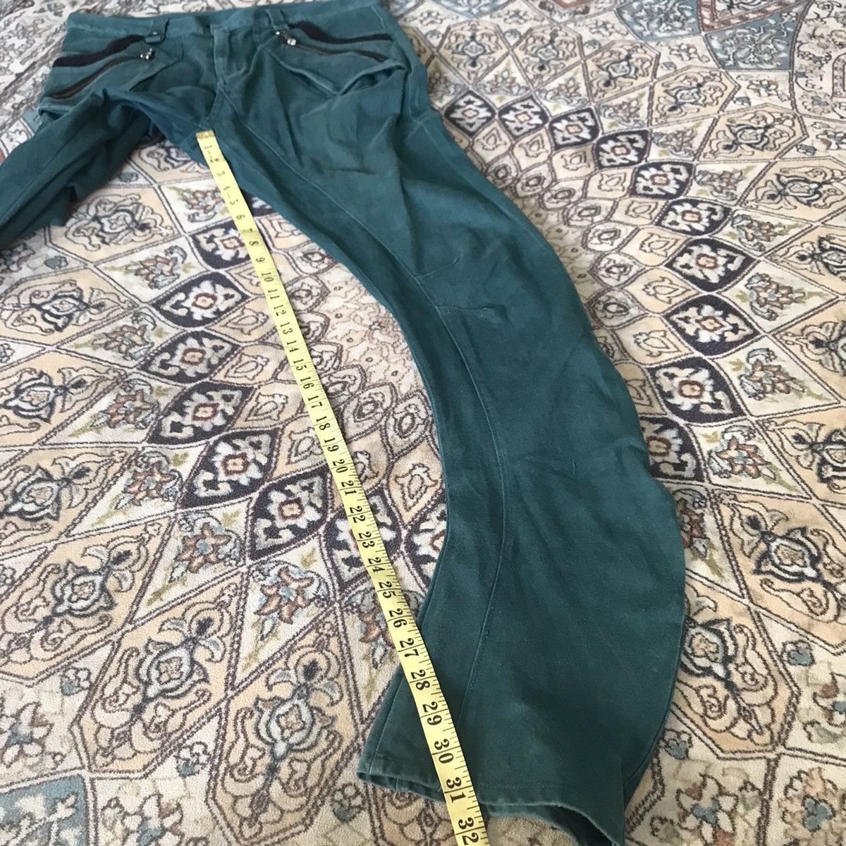 PPFM PPFM Green Denim Curve Leg Zipper Pants Size US 34 / EU 50 - 20 Thumbnail