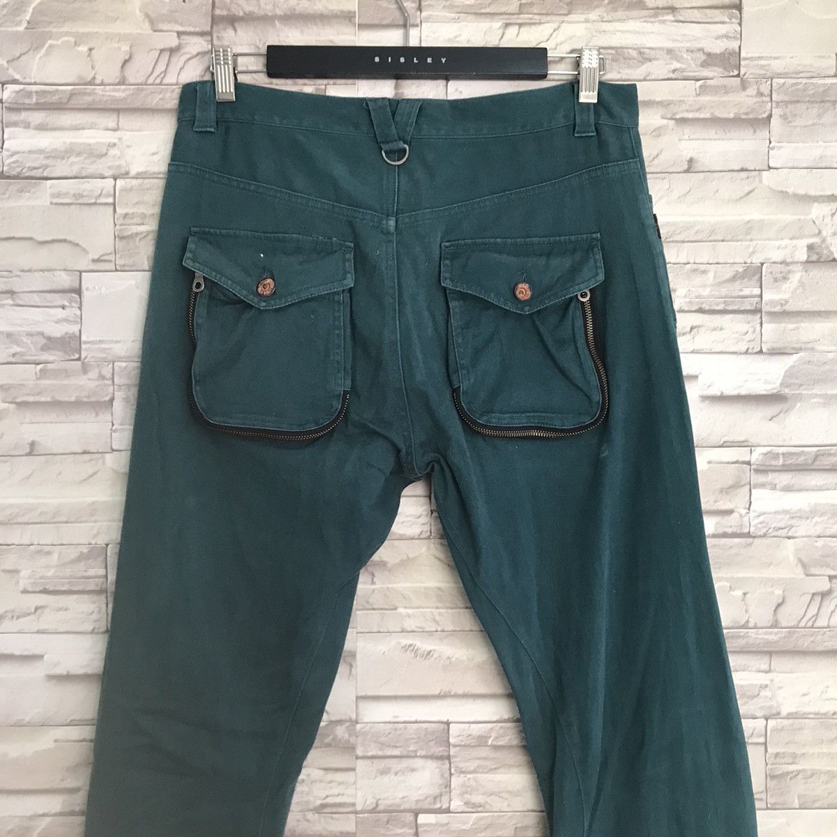 PPFM PPFM Green Denim Curve Leg Zipper Pants Size US 34 / EU 50 - 10 Thumbnail