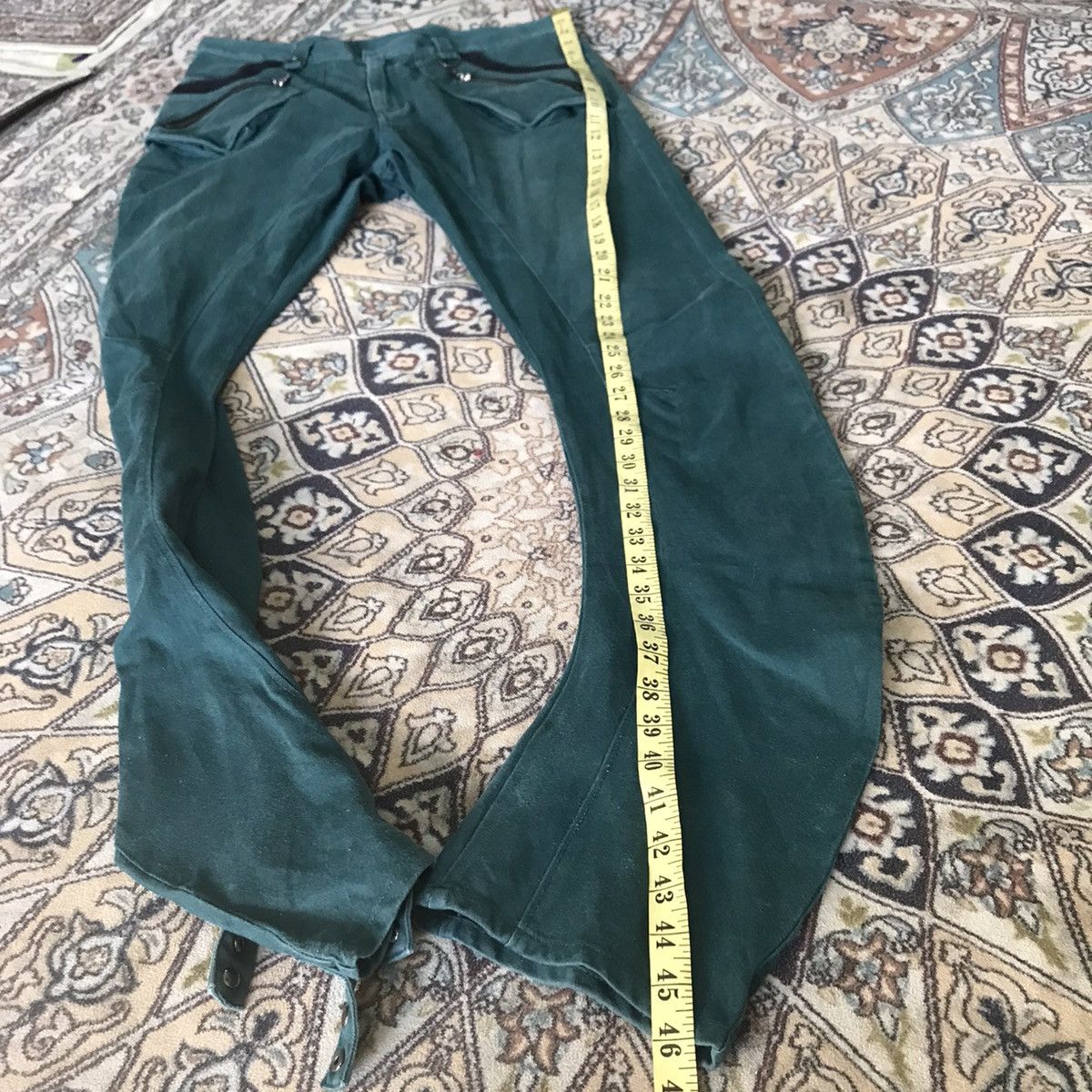 PPFM PPFM Green Denim Curve Leg Zipper Pants Size US 34 / EU 50 - 18 Thumbnail