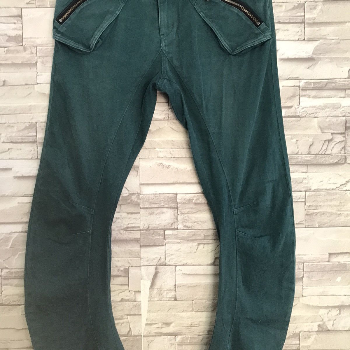 PPFM PPFM Green Denim Curve Leg Zipper Pants Size US 34 / EU 50 - 5 Thumbnail