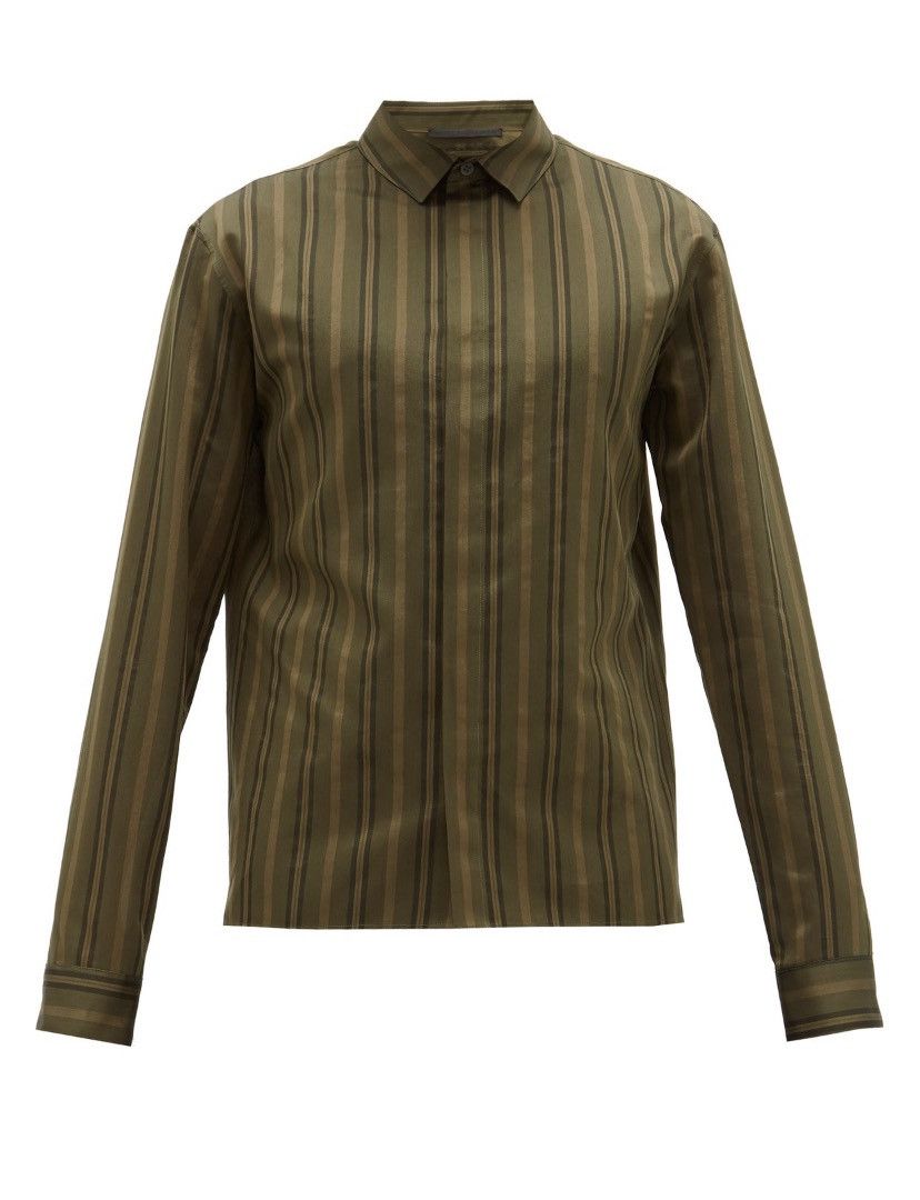 Haider Ackermann Regency-Striped Cotton-Blend Shirt Size US M / EU 48-50 / 2 - 1 Thumbnail