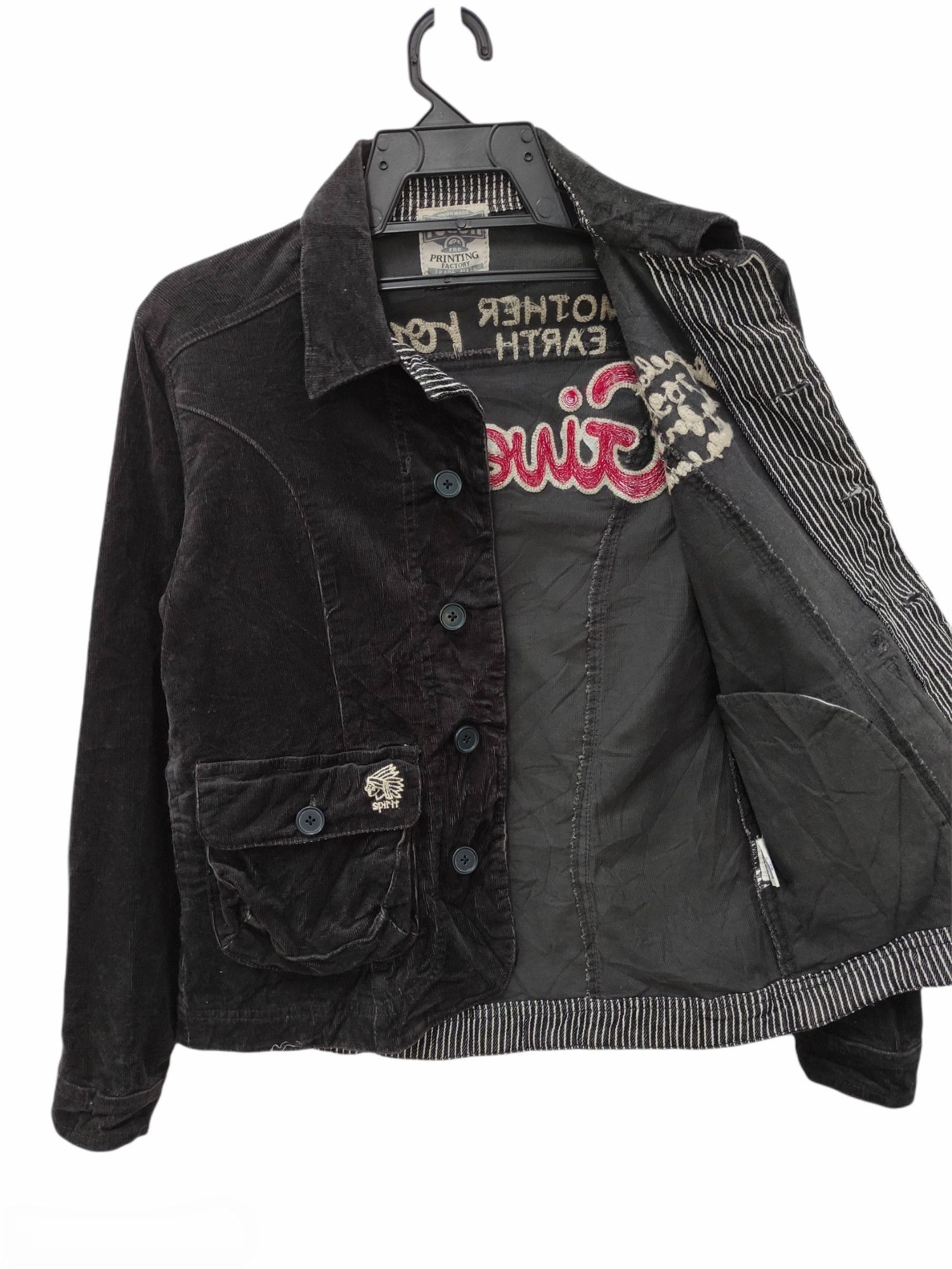 Japanese Brand 🔥 ROUGH 'GIVE AWAY' EMBROIDERED CURDOROY JACKET Size US S / EU 44-46 / 1 - 2 Thumbnail