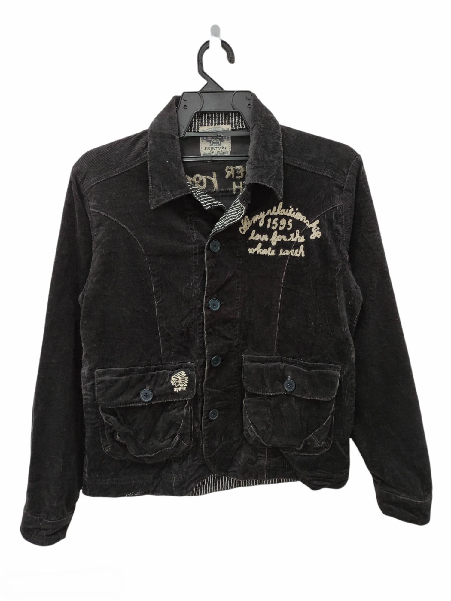 Japanese Brand 🔥 ROUGH 'GIVE AWAY' EMBROIDERED CURDOROY JACKET Size US S / EU 44-46 / 1 - 3 Thumbnail